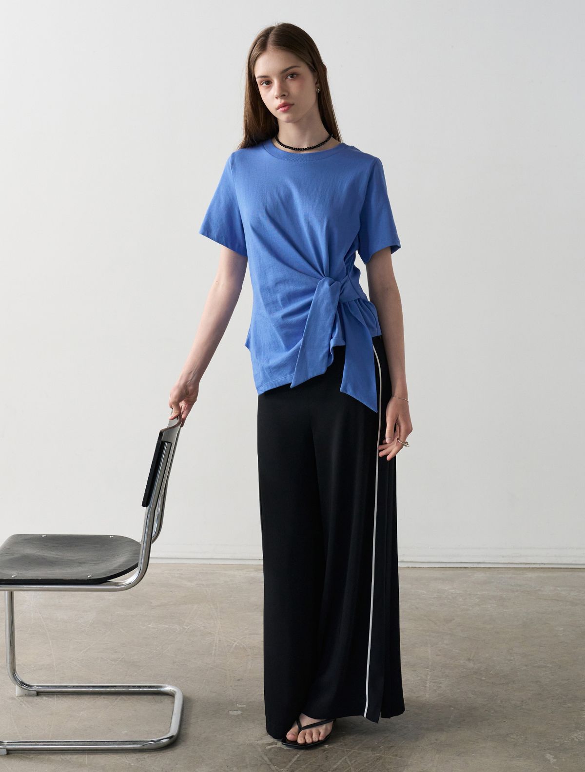 르이엘(LE YIEL) Asymmetric T-Shirt_Blue 비대칭 티셔츠_블루