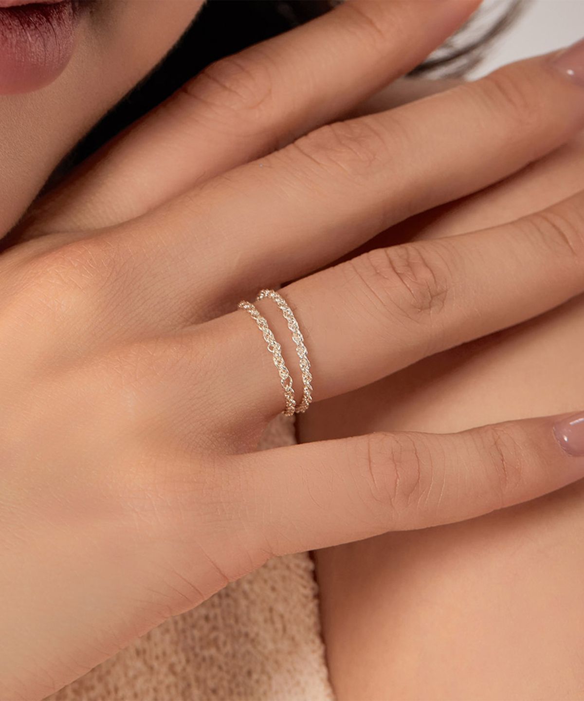 엘렌쥬얼리(HELENE JEWELRY) 925 실버 Silver 트위스트 로프 체인 은 반지