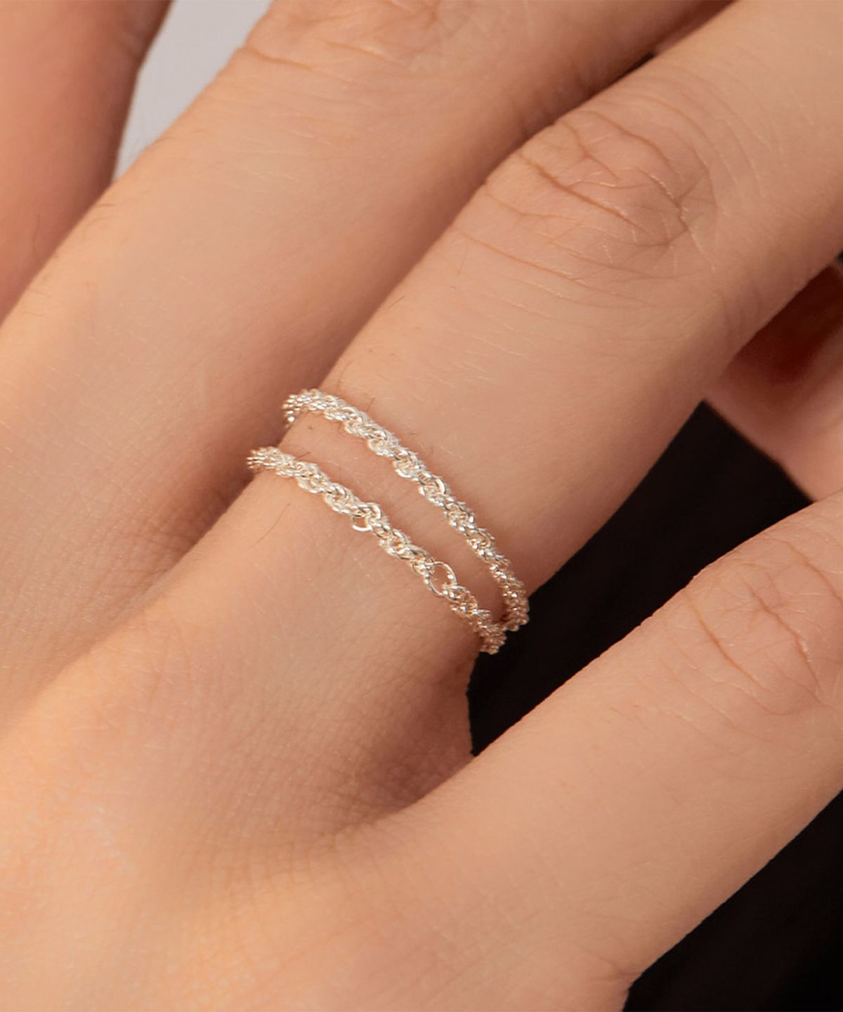 엘렌쥬얼리(HELENE JEWELRY) 925 실버 Silver 트위스트 로프 체인 은 반지