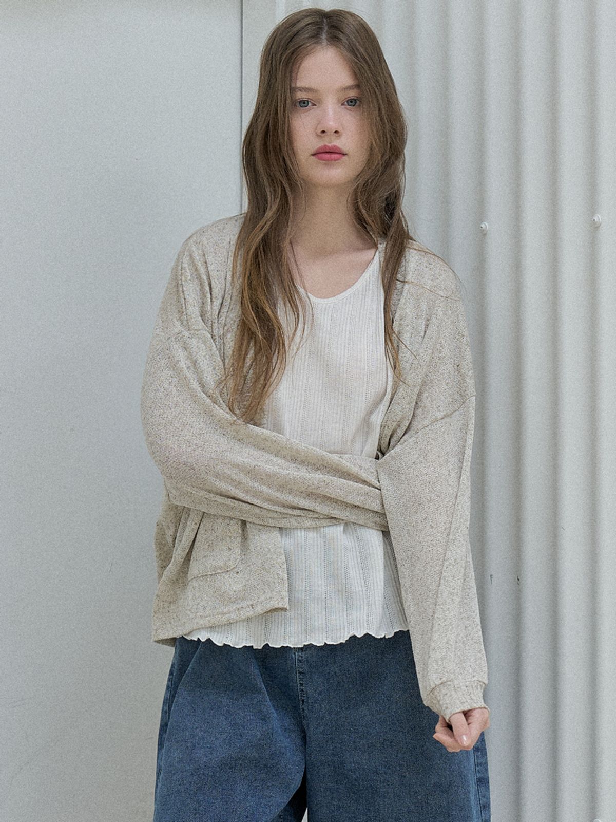 아방(AVANT-G) Knit Sleeveless Top - OATMEAL