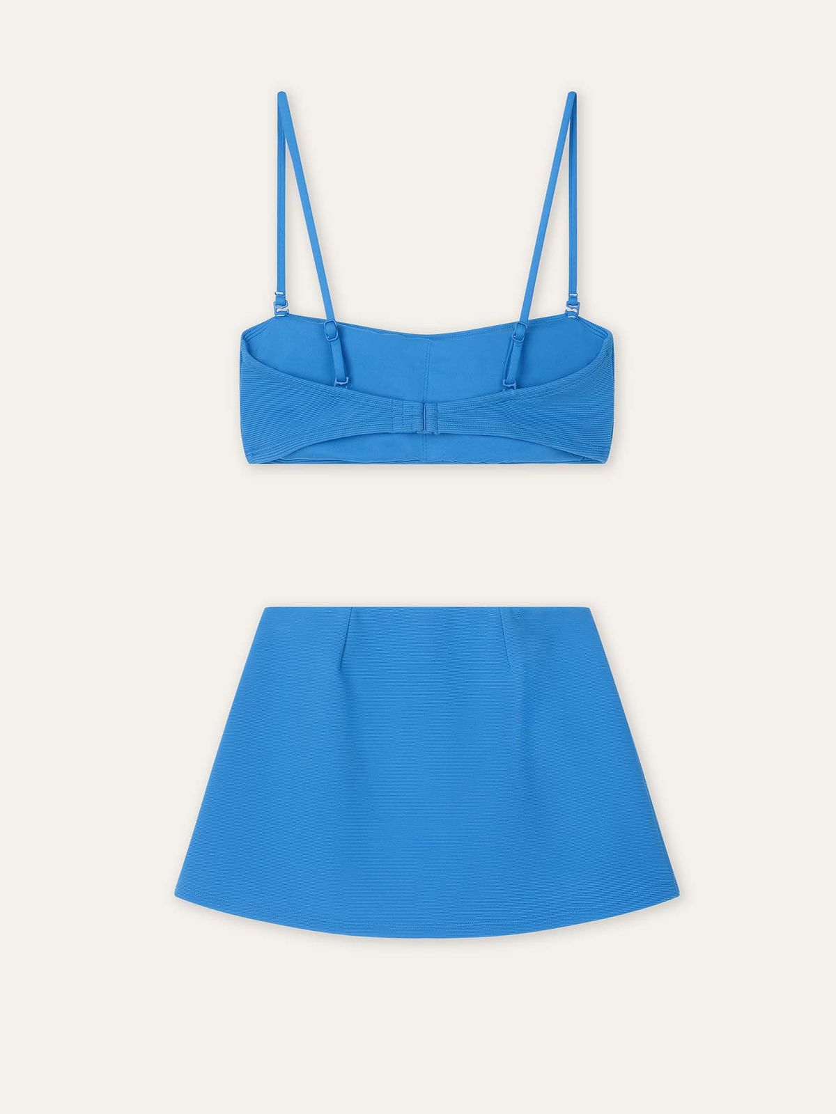 오베르(AUBER) Ribbed Bandeau Bikini Set - Blue