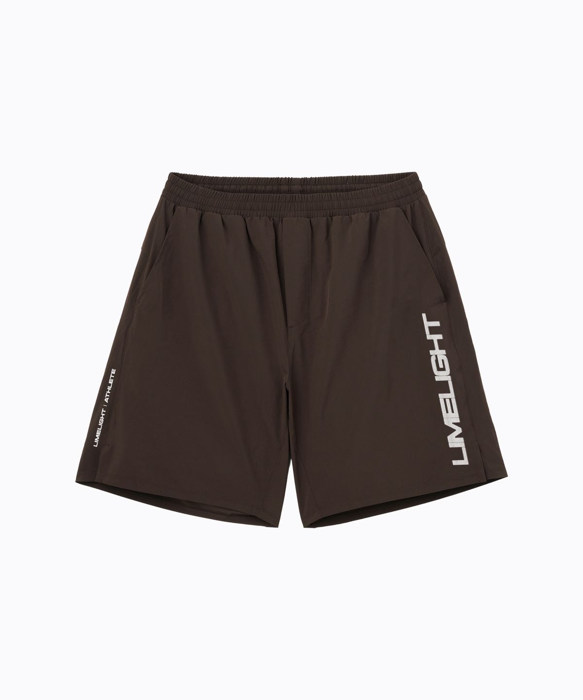 라임라잇 어패럴(LIMELIGHT APPAREL) 애슬릿 라임라잇 빅 로고 라이너 쇼츠 (브라운/화이트)
