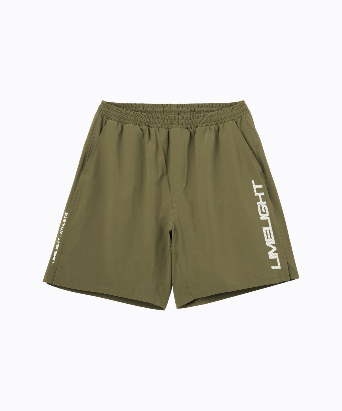 라임라잇 어패럴(LIMELIGHT APPAREL) 애슬릿 라임라잇 빅 로고 라이너 쇼츠 (카키/화이트)