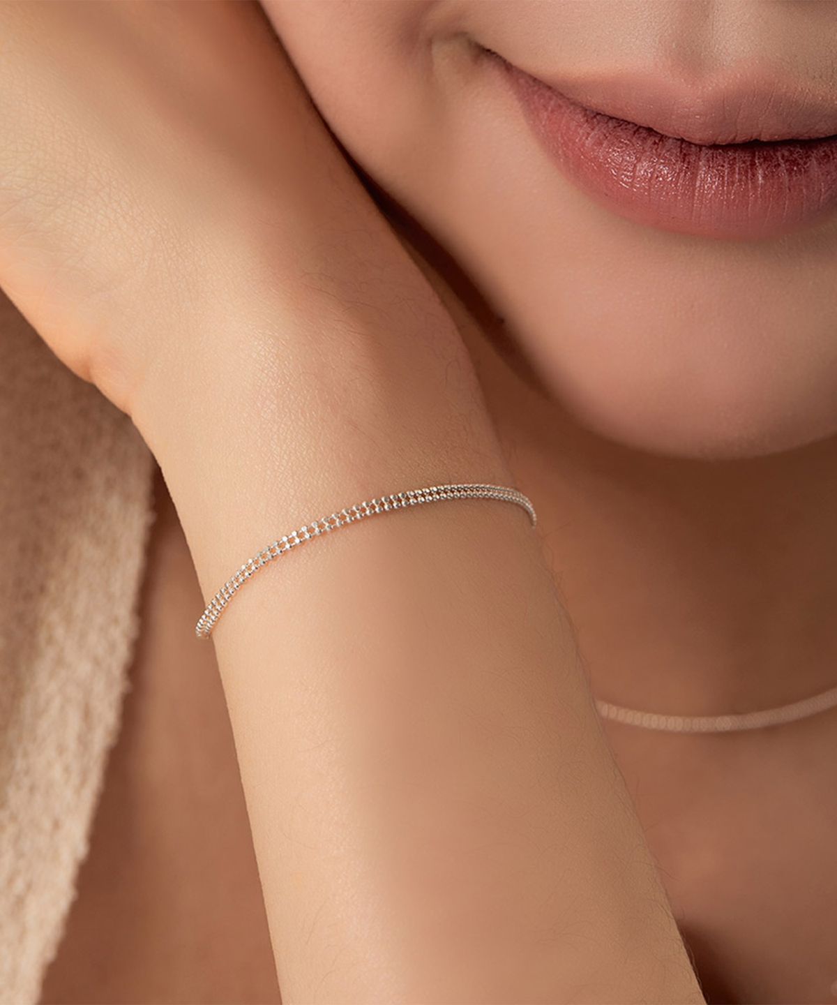 엘렌쥬얼리(HELENE JEWELRY) 925 실버 Silver 더블 컷팅 체인 은 팔찌