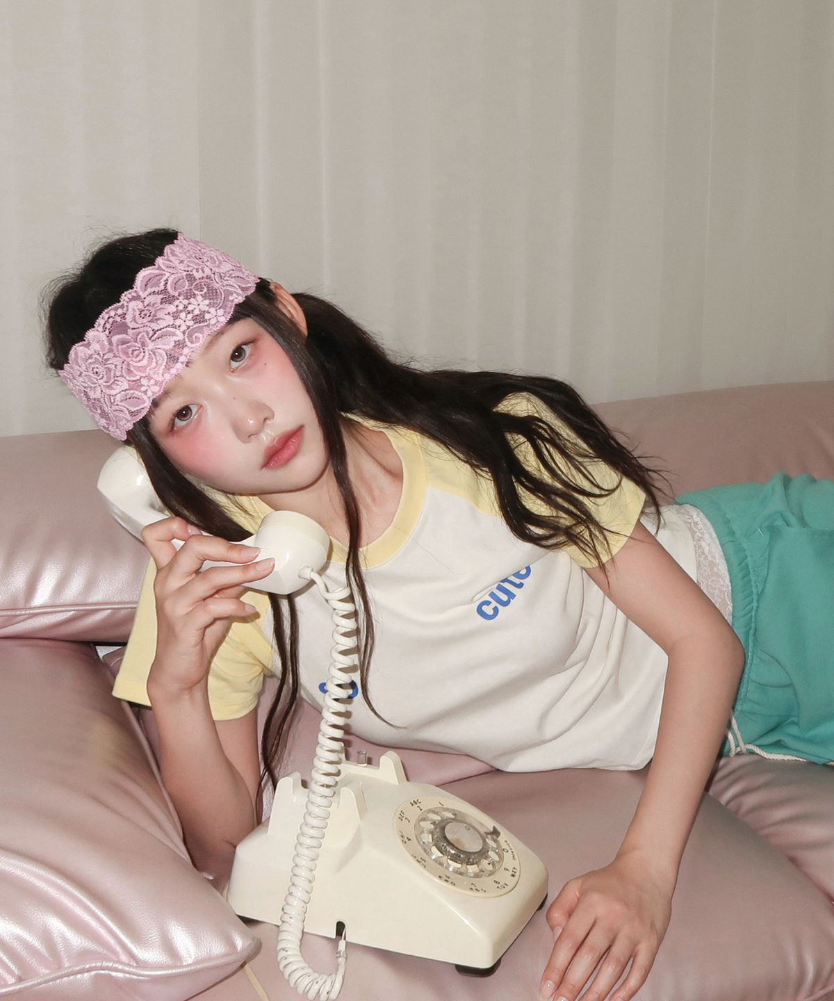 키코지(KIKOZY) 쏘 큐트 래글런 티셔츠 옐로우