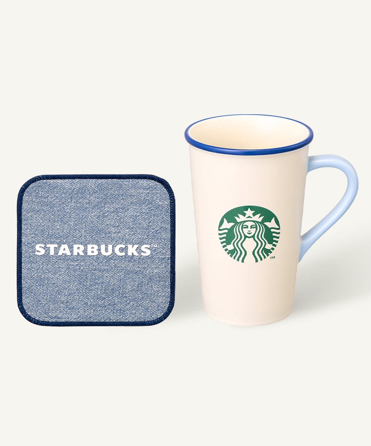 스타벅스(STARBUCKS) 워시드 블루 머그 앤 코스터 세트