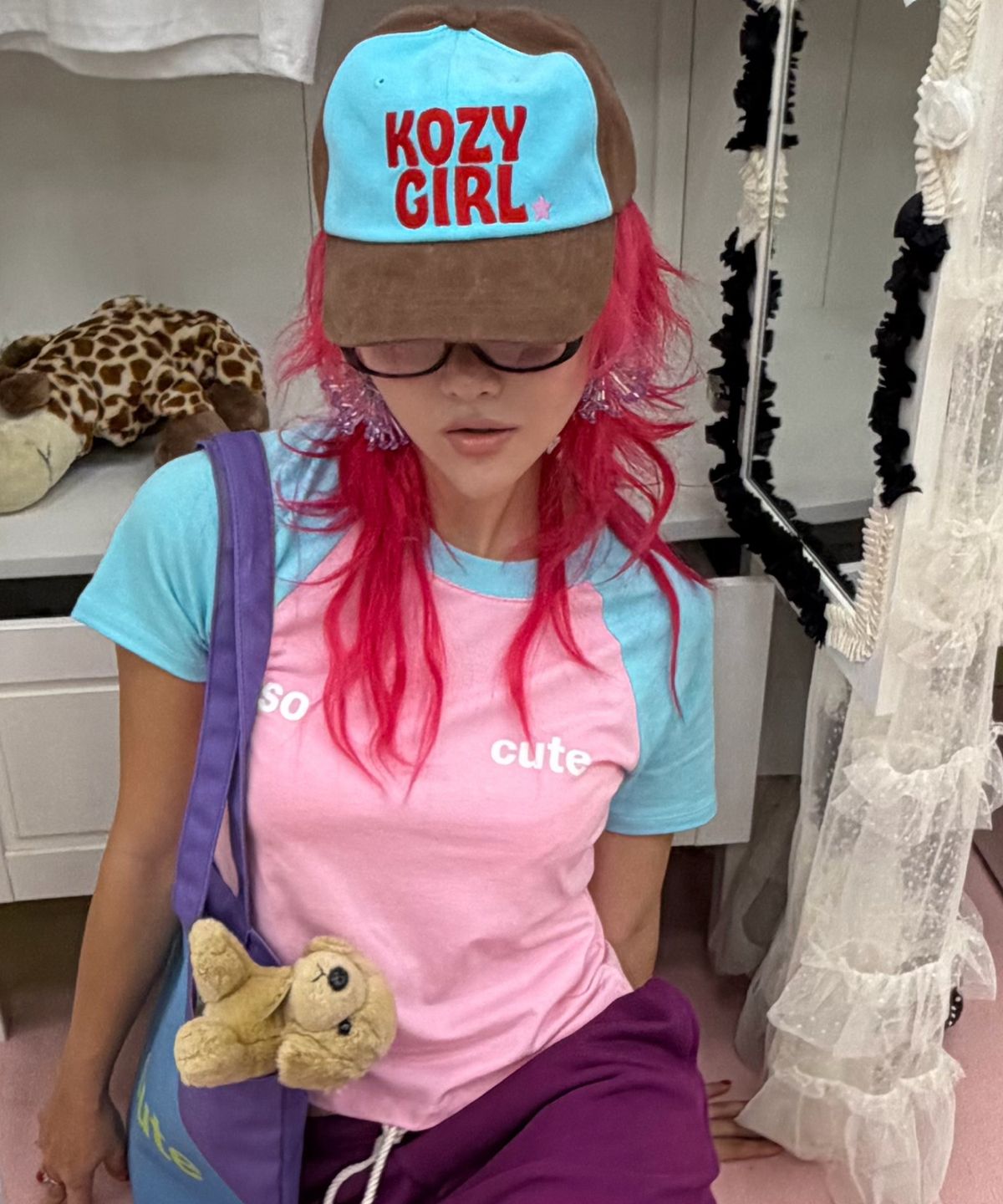 키코지(KIKOZY) 쏘 큐트 래글런 티셔츠 스카이블루