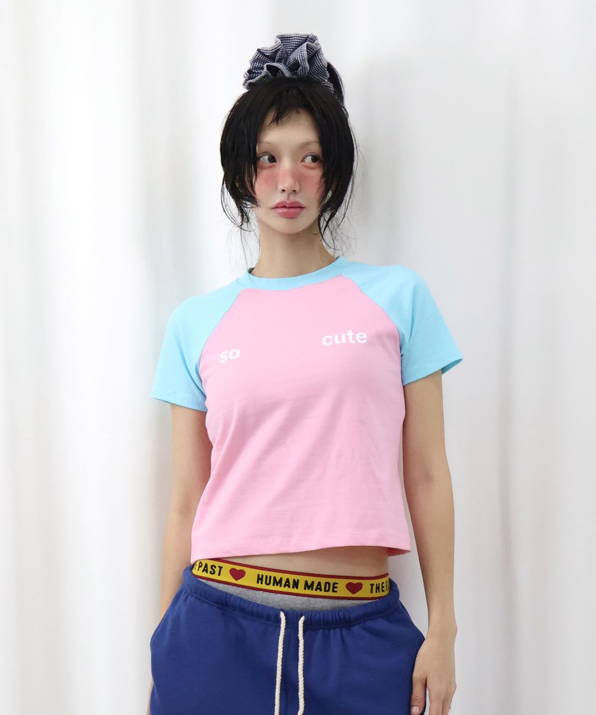 키코지(KIKOZY) 쏘 큐트 래글런 티셔츠 스카이블루