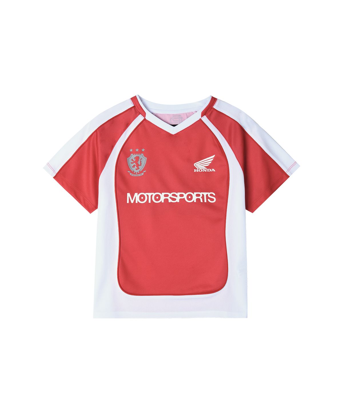 핍스 모터사이클(PHYPS MOTORCYCLE) Womens Mesh Crop Football Tee Red
