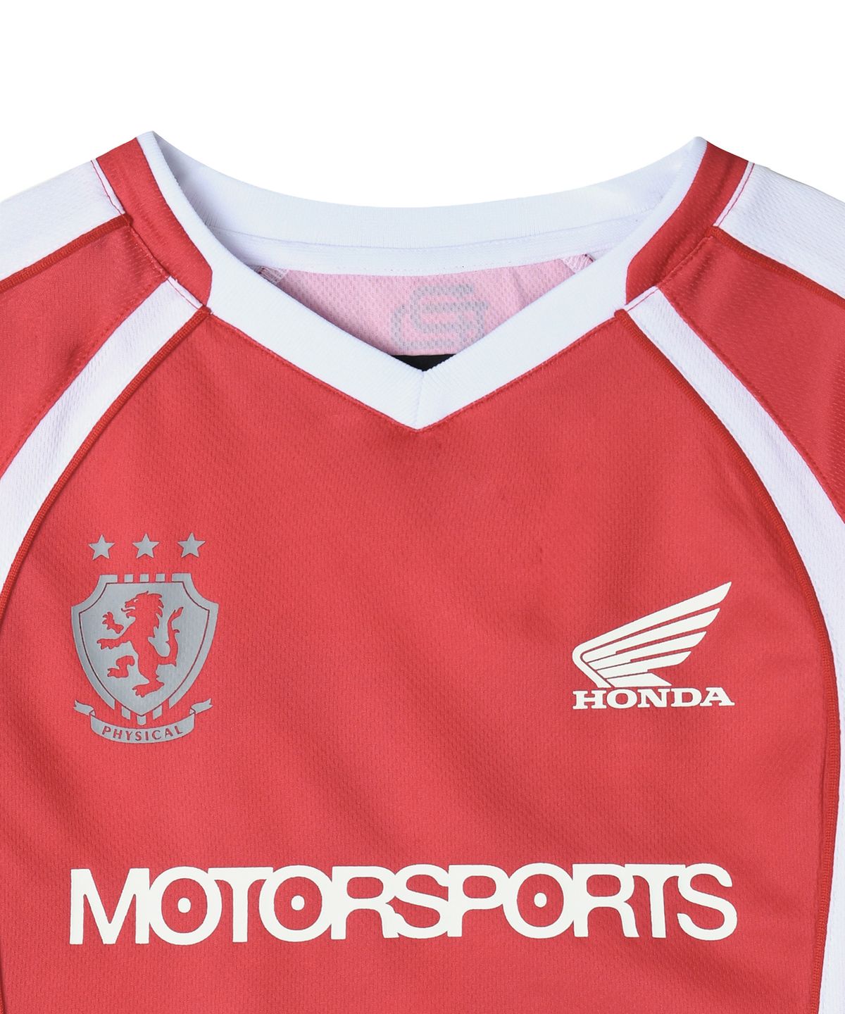 핍스 모터사이클(PHYPS MOTORCYCLE) Womens Mesh Crop Football Tee Red