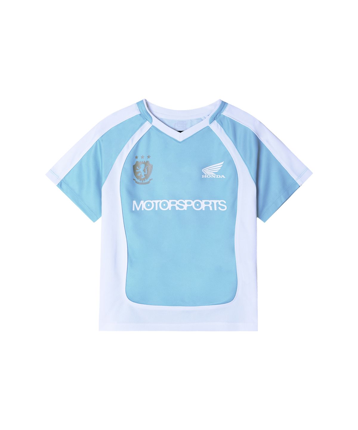 핍스 모터사이클(PHYPS MOTORCYCLE) Womens Mesh Crop Football Tee Light Blue