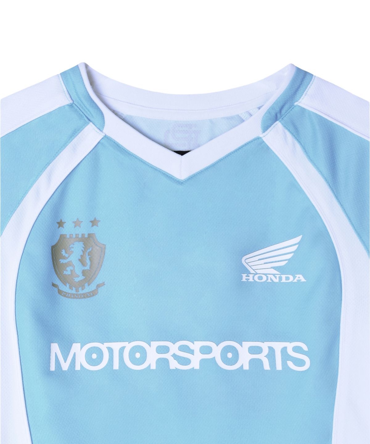 핍스 모터사이클(PHYPS MOTORCYCLE) Womens Mesh Crop Football Tee Light Blue