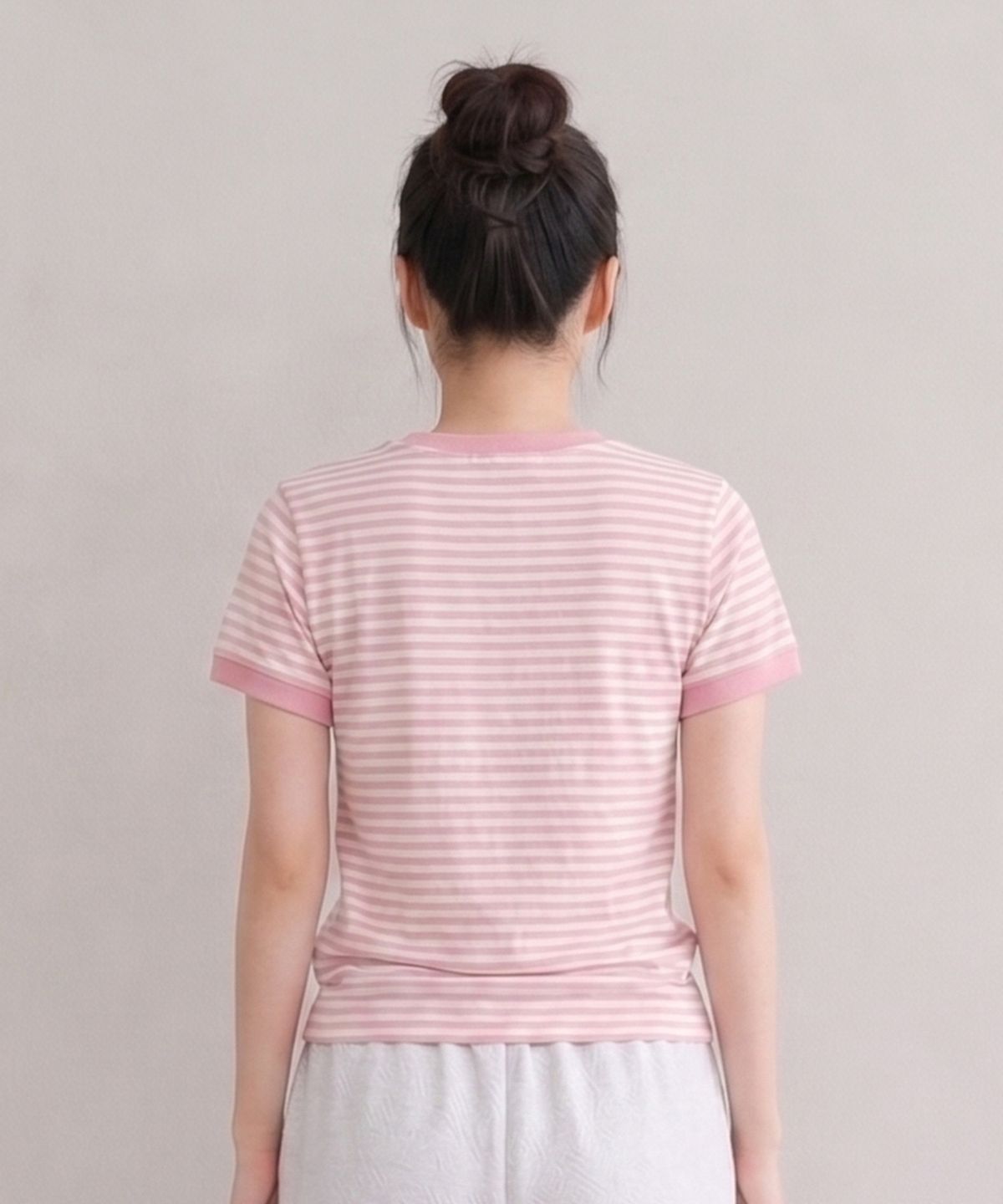 에이던엠(ADERNM) SLUB STRIPE RINGER CROP T PINK