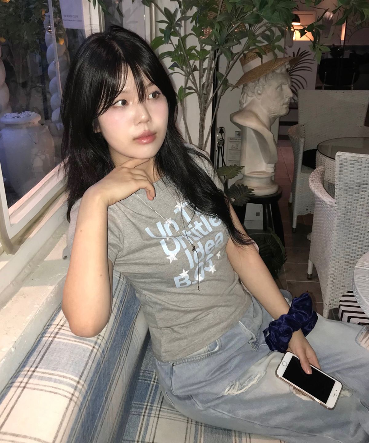 언타이틀 서울(UNTITLED SEOUL) 언타이틀 스테리 라운드 크롭 반팔 그레이