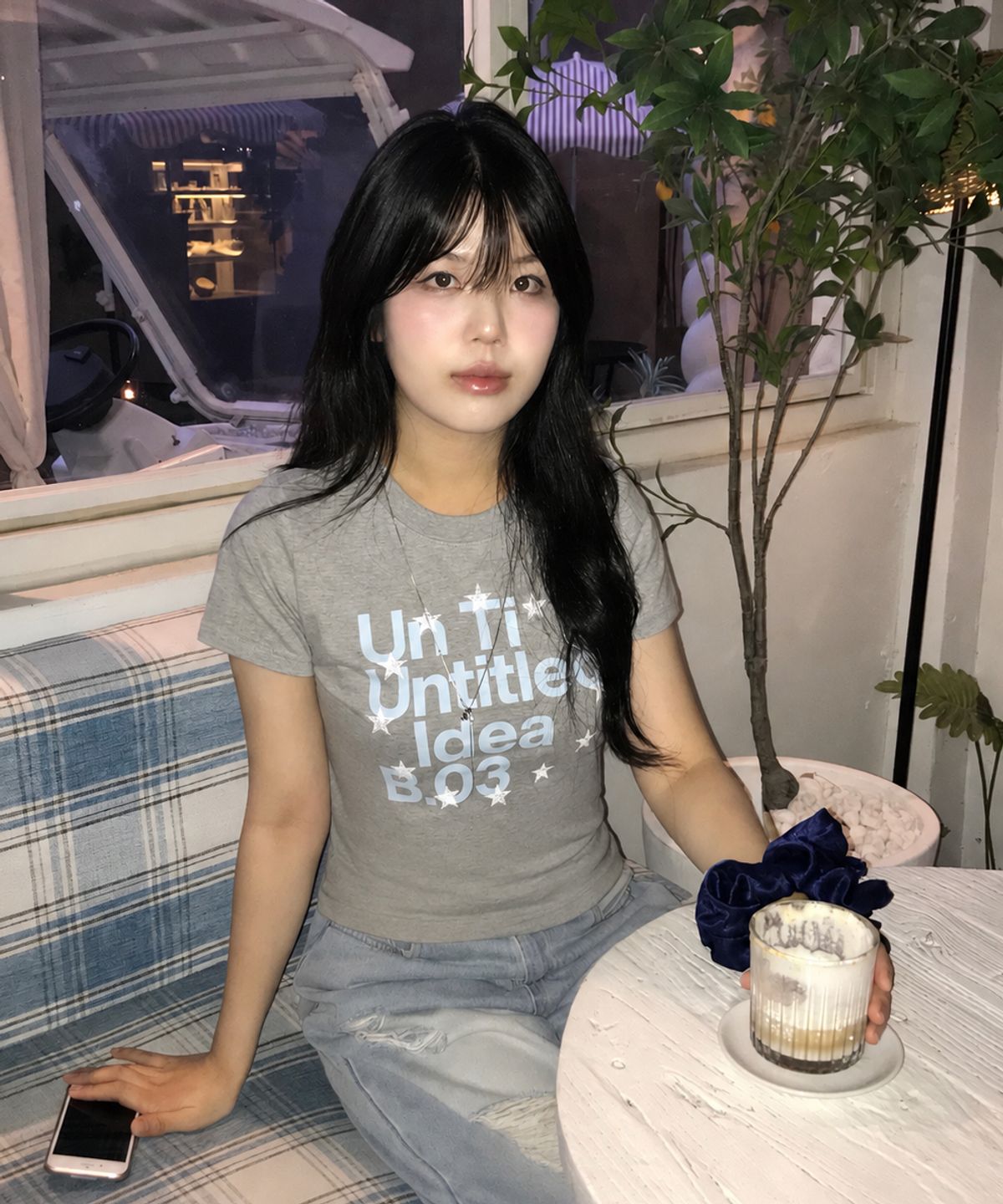 언타이틀 서울(UNTITLED SEOUL) 언타이틀 스테리 라운드 크롭 반팔 그레이