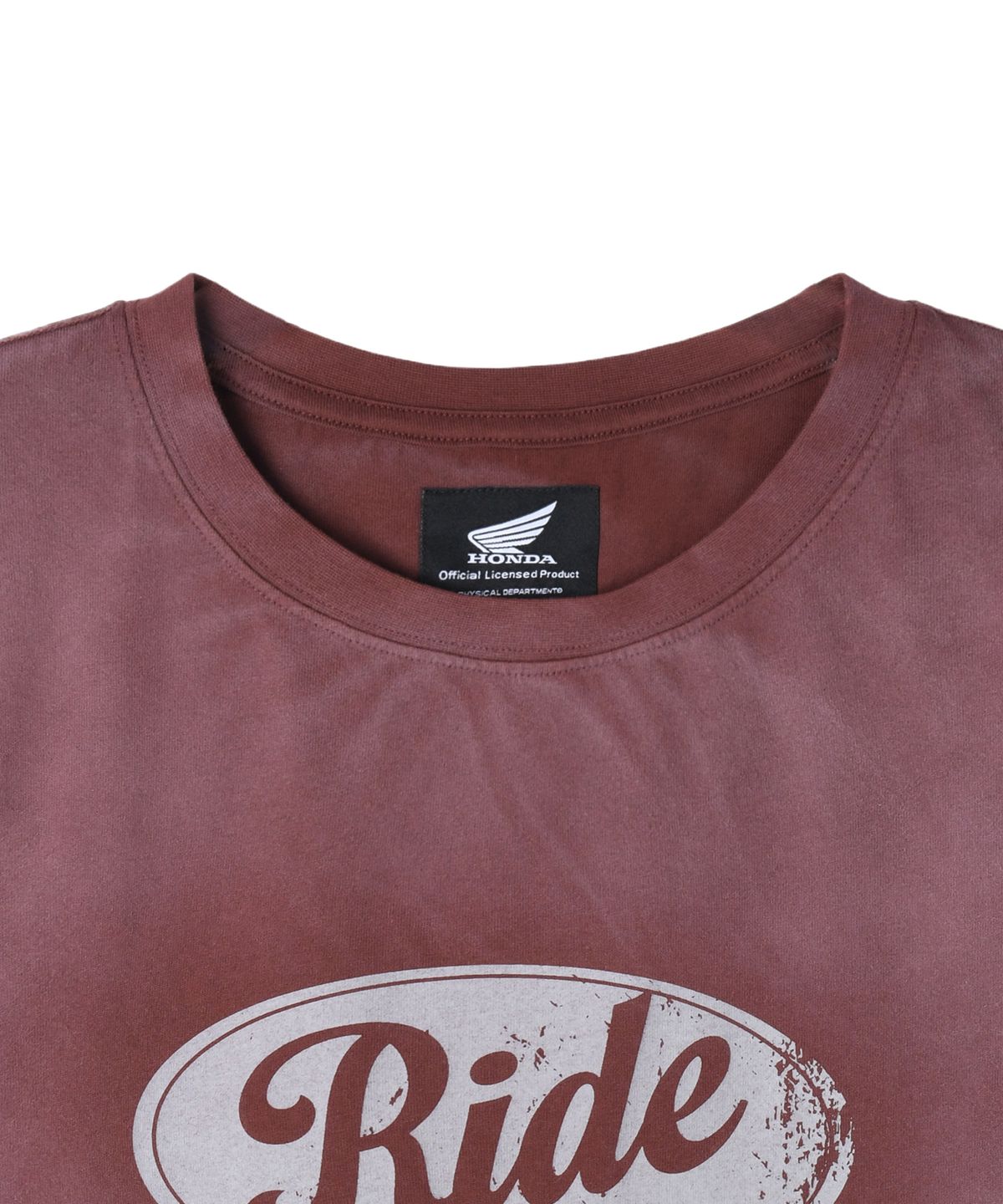 핍스 모터사이클(PHYPS MOTORCYCLE) Womens Vintage Ride Washed Crop Tee Dark Red