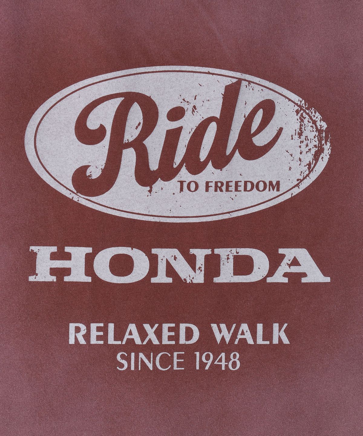 핍스 모터사이클(PHYPS MOTORCYCLE) Womens Vintage Ride Washed Crop Tee Dark Red