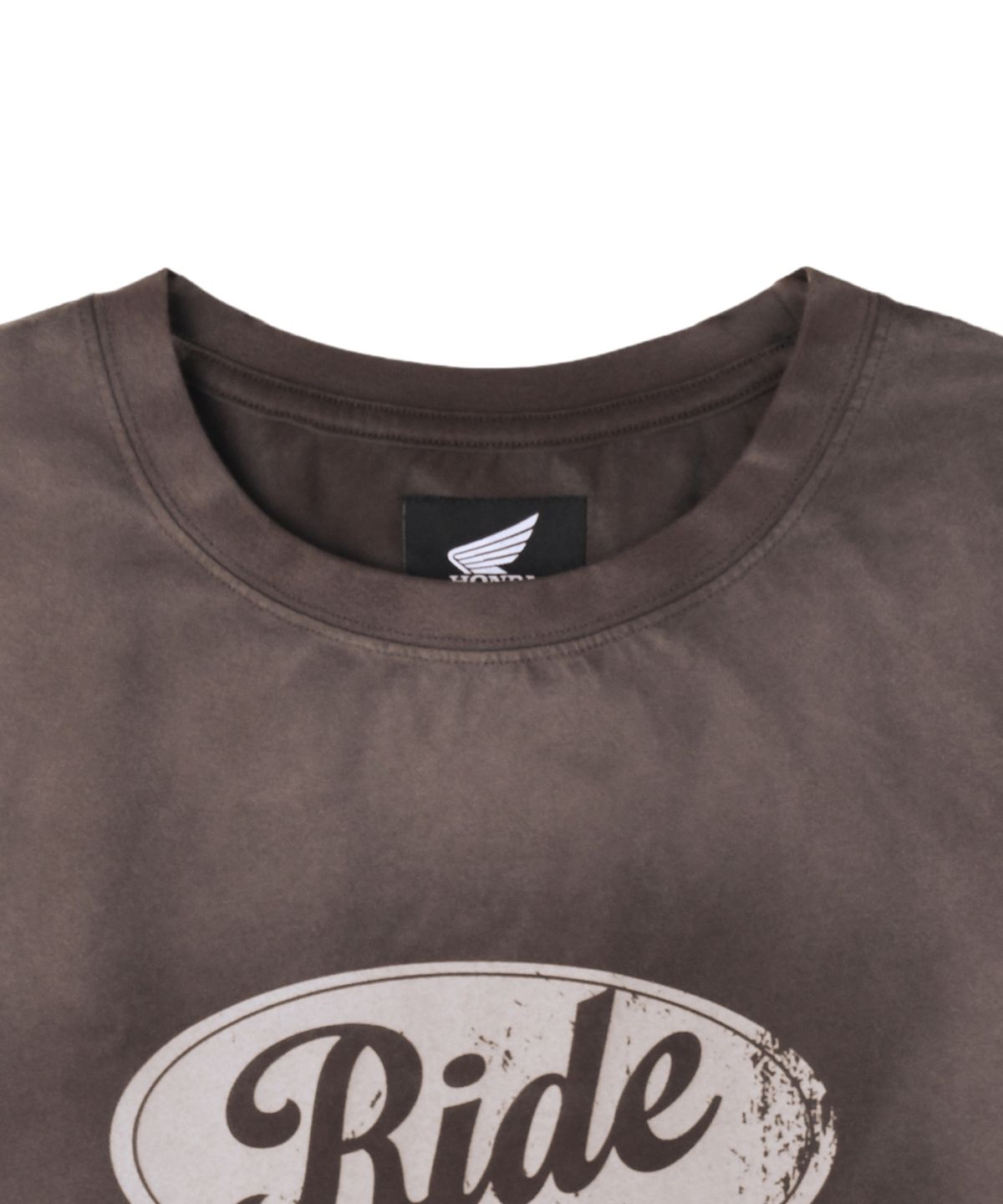 핍스 모터사이클(PHYPS MOTORCYCLE) Womens Vintage Ride Washed Crop Tee Brown
