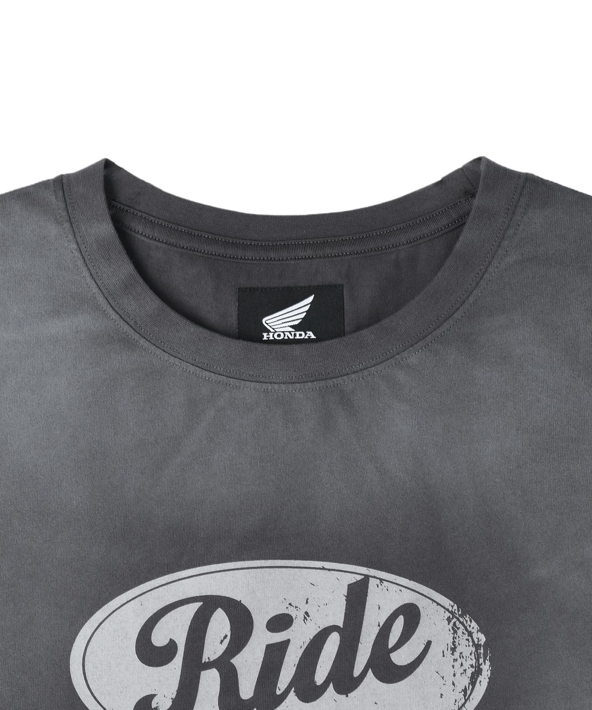 핍스 모터사이클(PHYPS MOTORCYCLE) Womens Vintage Ride Washed Crop Tee Charcoal