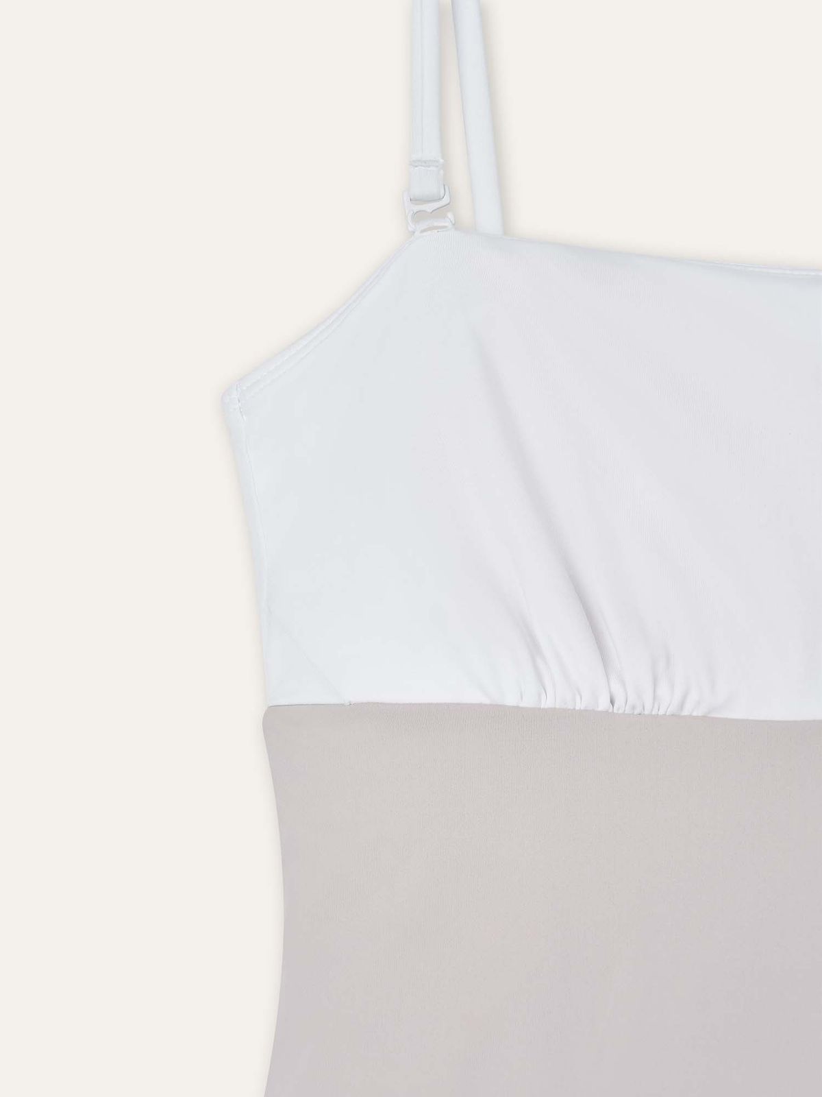 오베르(AUBER) Ribbed Onepiece Swimsuit - White