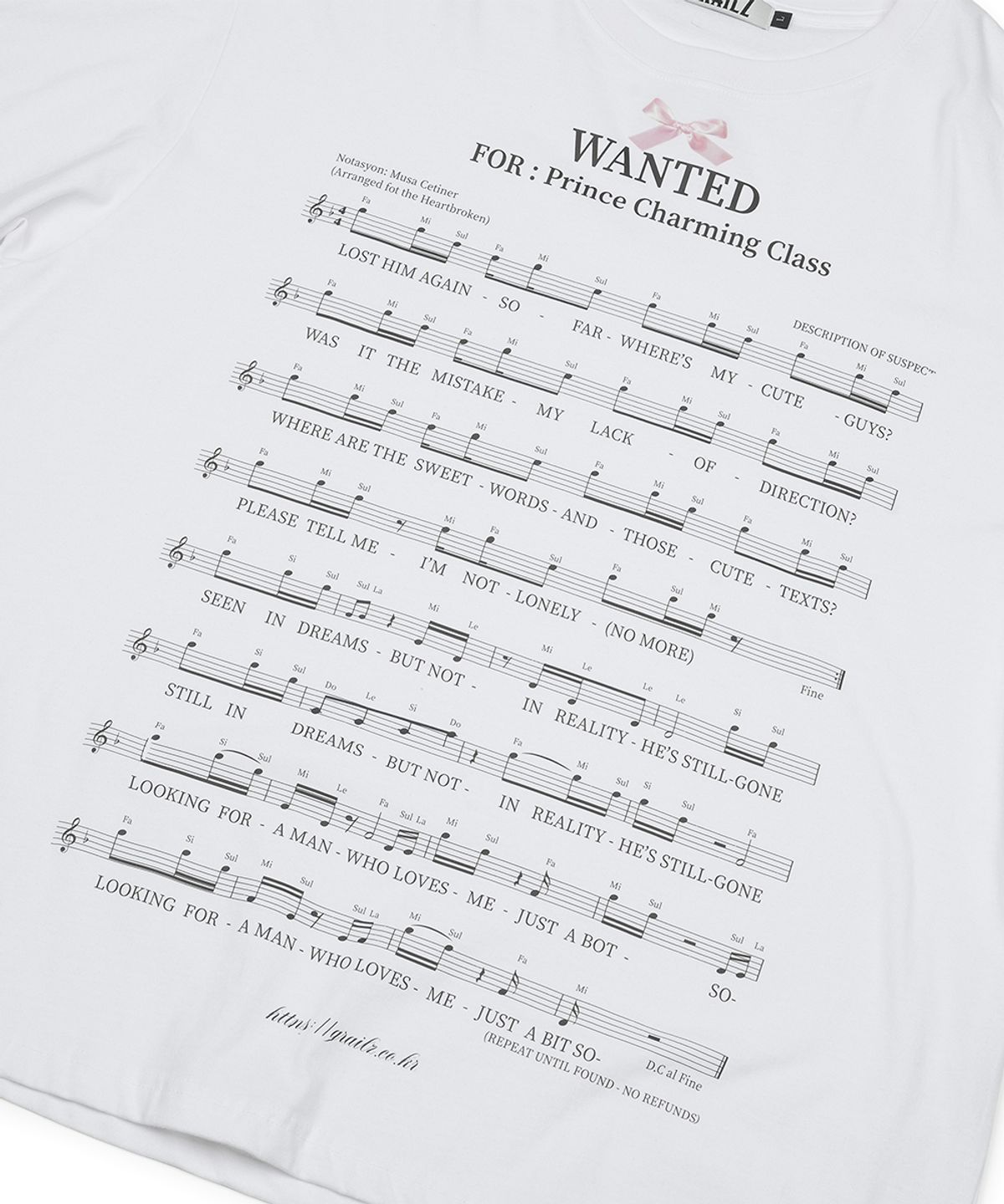 그레일즈(GRAILZ) MUSIC NOTE GRAPHIC T-SHIRT [WHITE]
