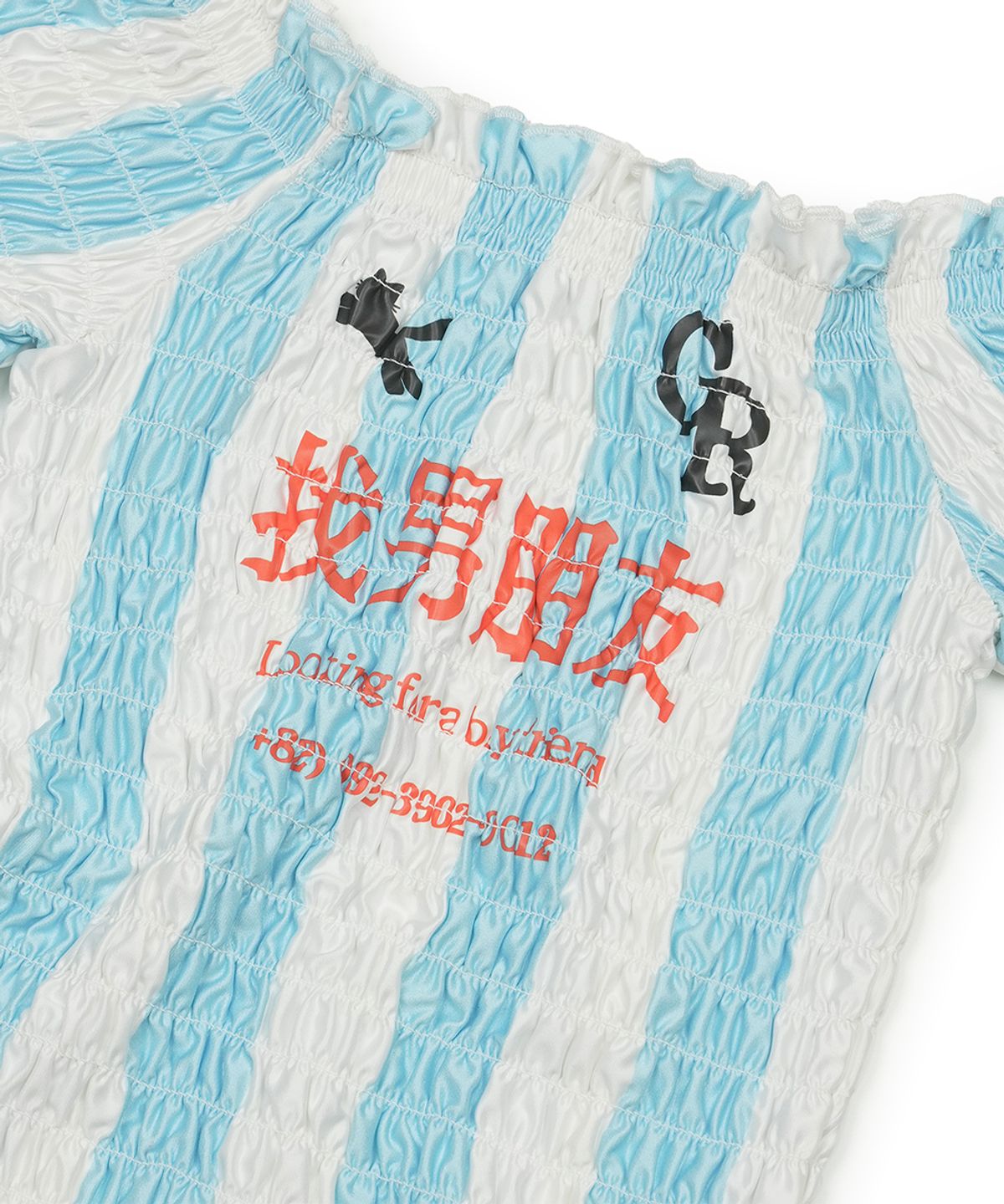 그레일즈(GRAILZ) SHIRRING FOOTBALL TOP [BLUE]