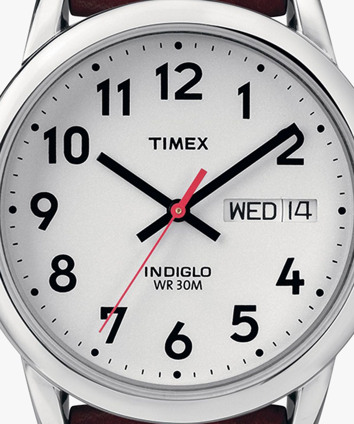 타이맥스(TIMEX) 이지리더 데이데이트 브라운 가죽스트랩 손목시계 35mm