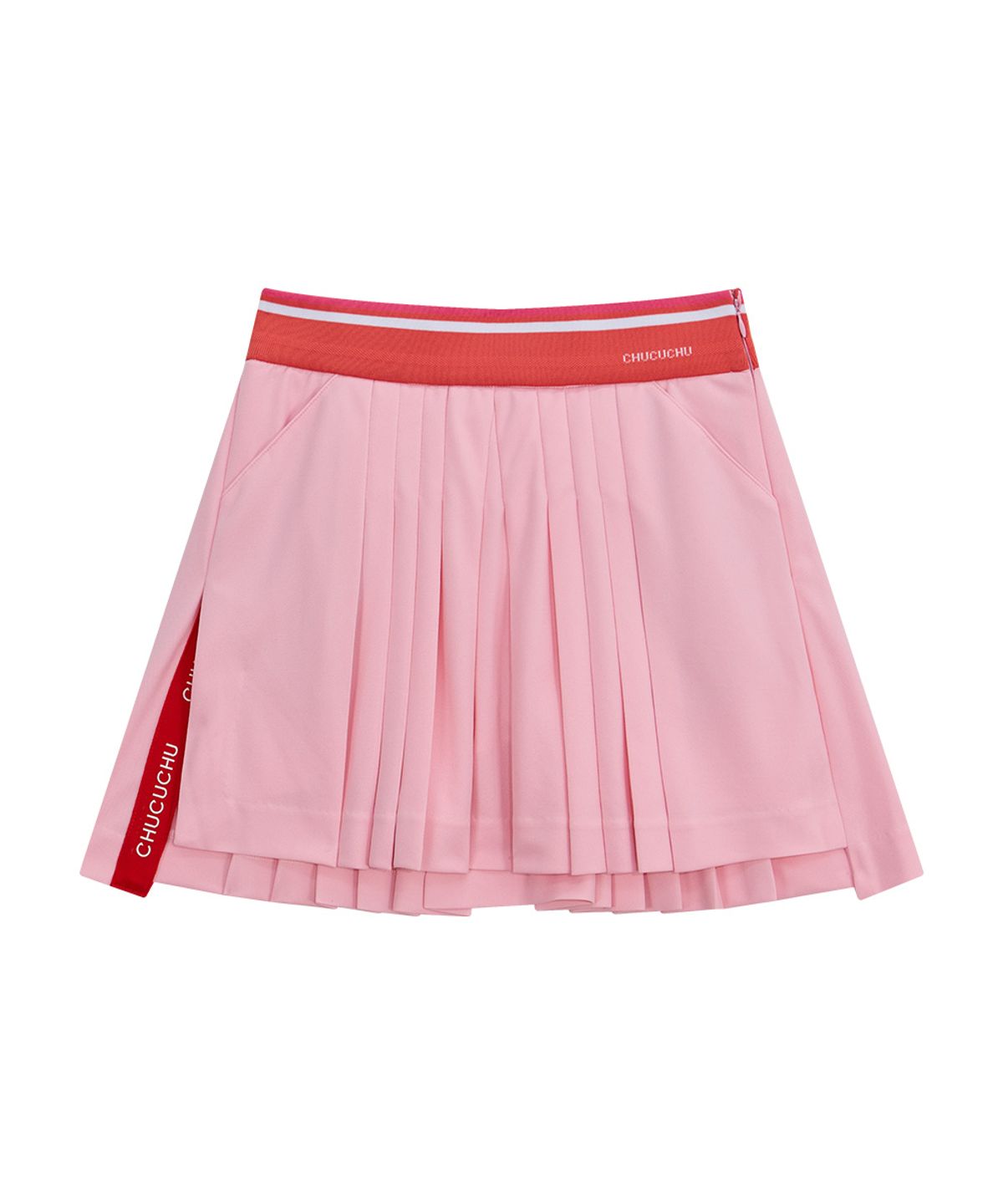 츄쿠츄(CHUCUCHU) 페이퍼 트임 플리츠 스커트 (LIGHT PINK) CBFSS-SK003W