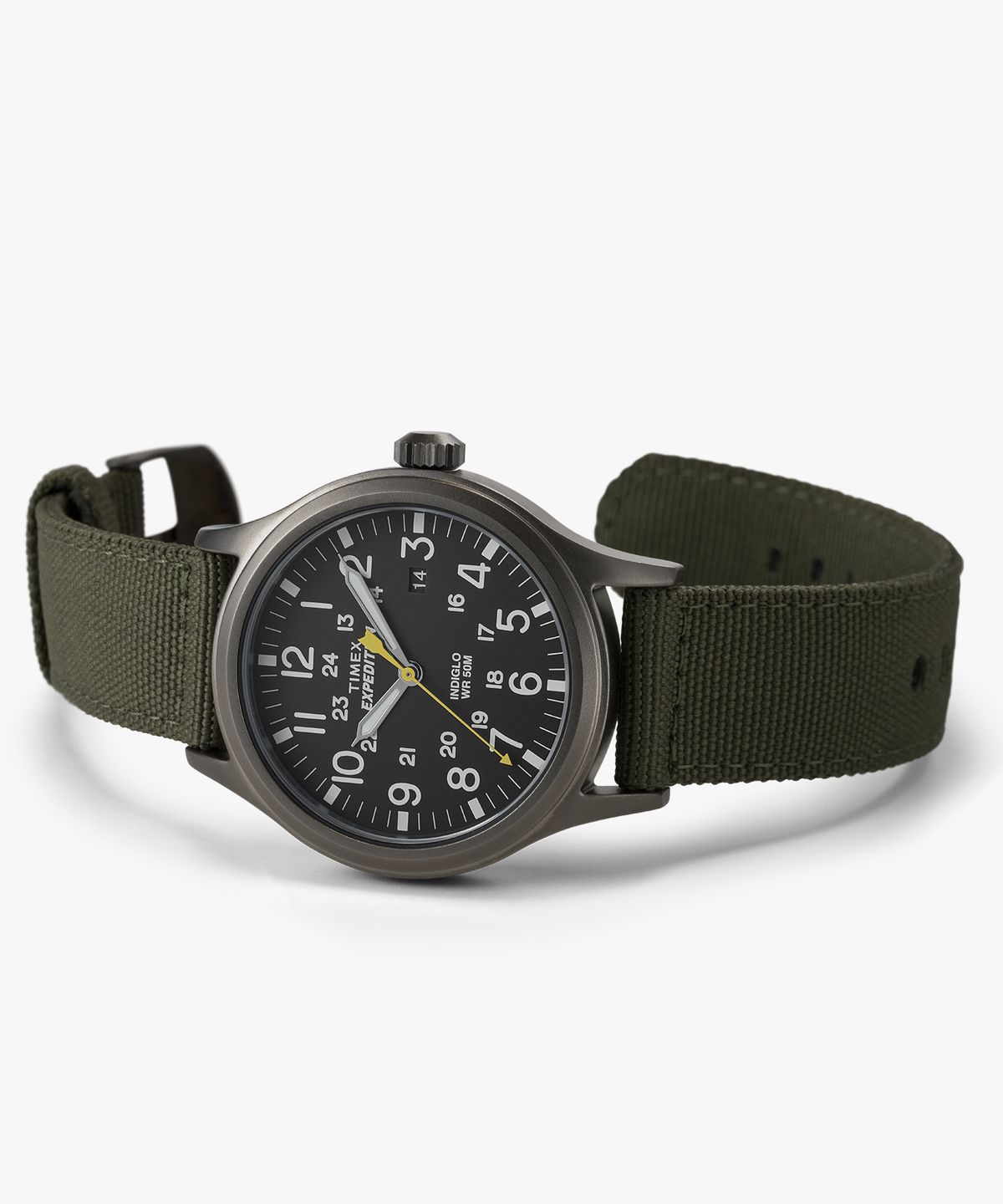 타이맥스(TIMEX) 익스페디션 스카우트 카키스트랩 인디글로 백라이트 시계 40mm