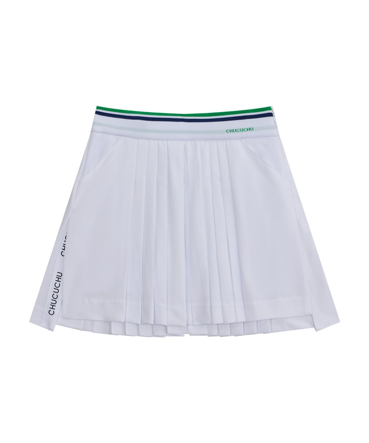 츄쿠츄(CHUCUCHU) 페이퍼 트임 플리츠 스커트 (WHITE) CBFSS-SK003W