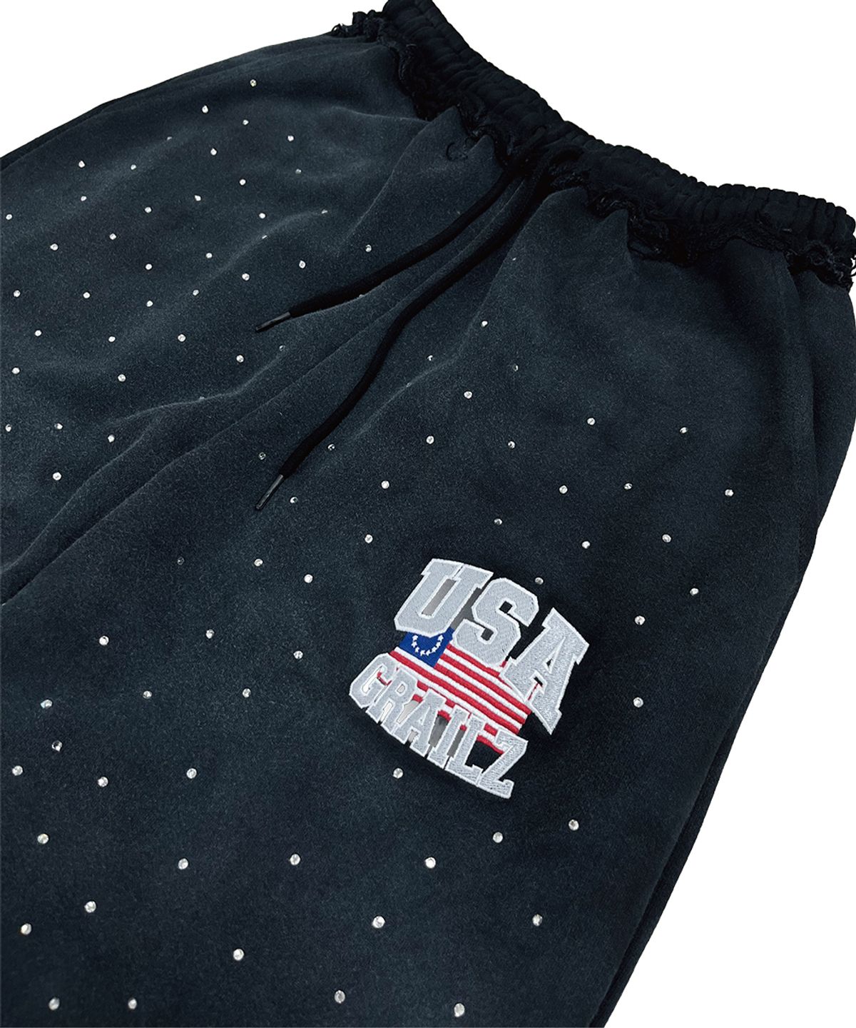 그레일즈(GRAILZ) CRYSTAL BAGGY SWEAT PANTS [WASHED BLACK]