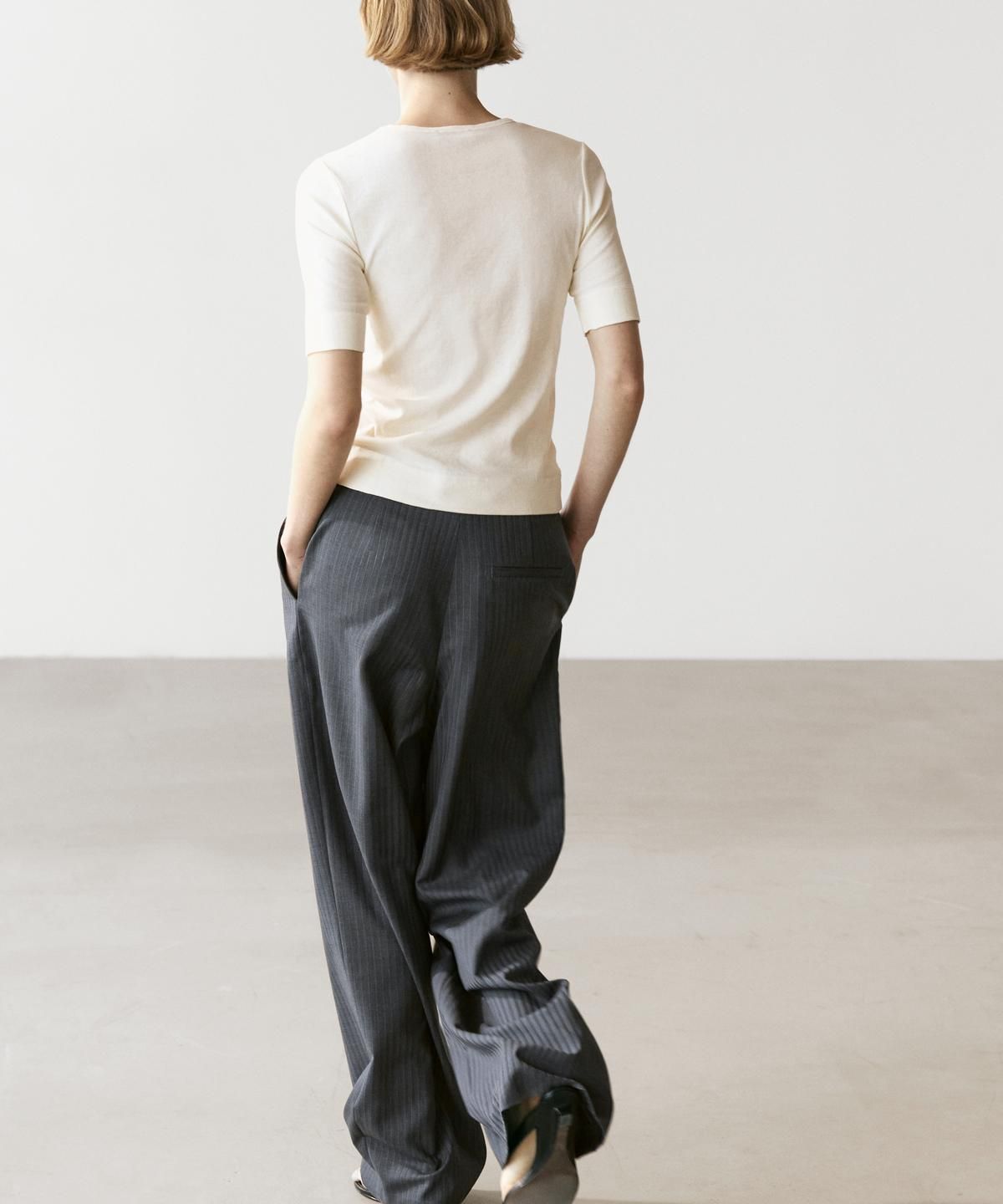 마시모두띠(MASSIMO DUTTI) Pinstripe cool wool blend suit pants