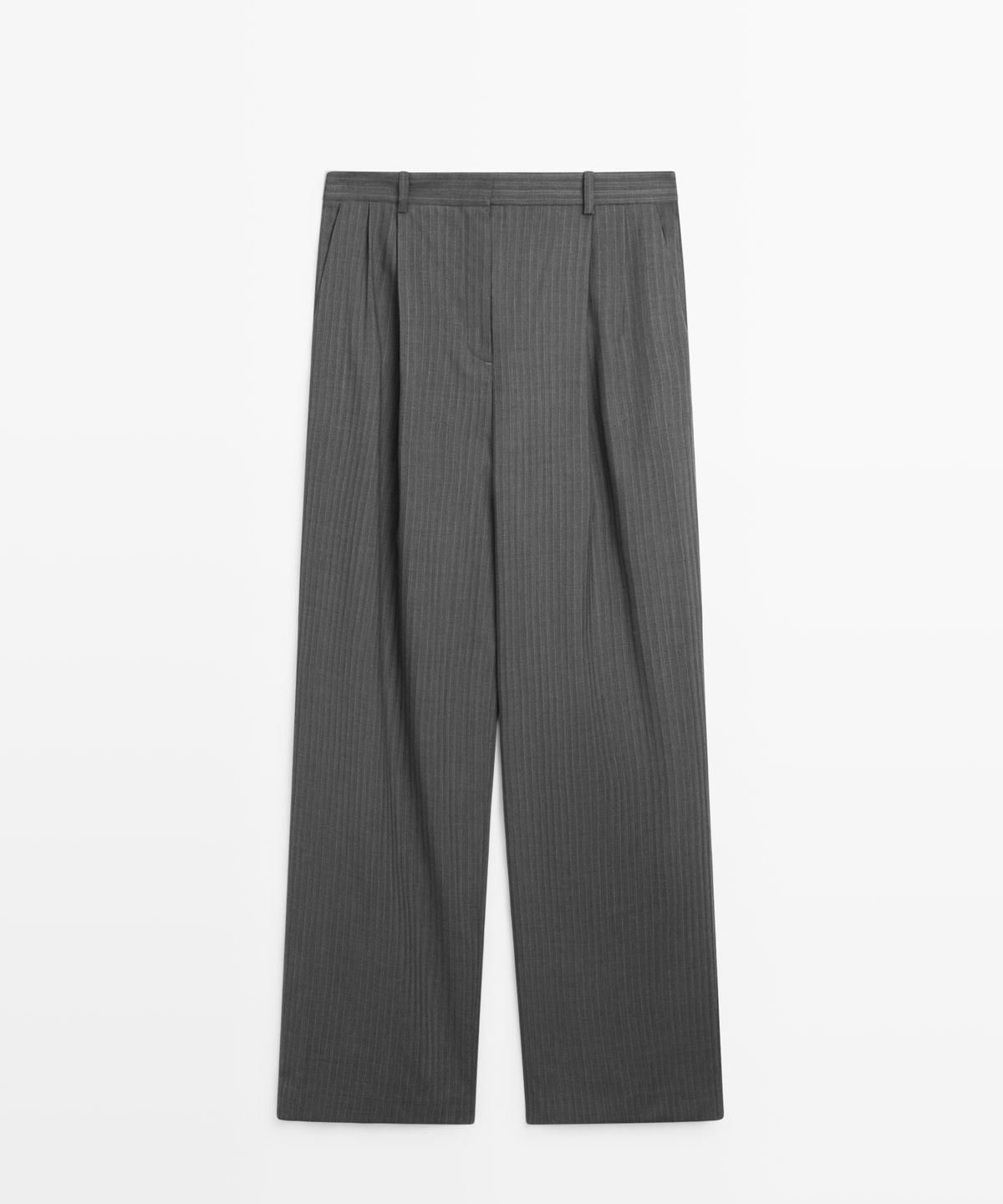 마시모두띠(MASSIMO DUTTI) Pinstripe cool wool blend suit pants