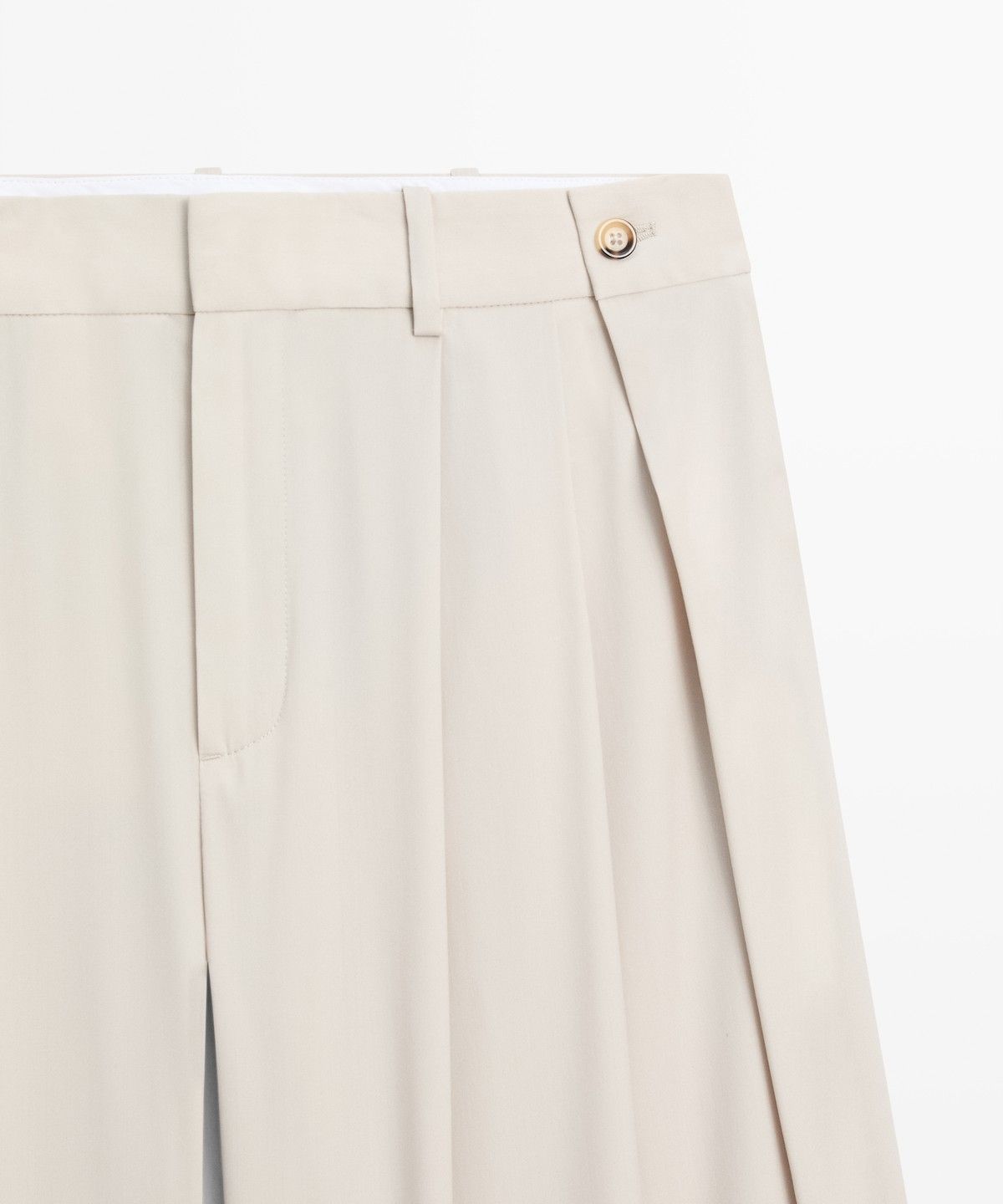 마시모두띠(MASSIMO DUTTI) 울 블렌드 핀턱 버튼 디테일 팬츠