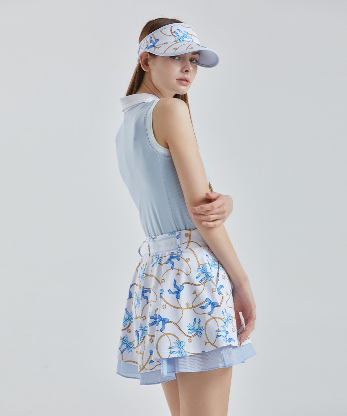 츄쿠츄(CHUCUCHU) 피타 더블 플레어 스커트 (LIGHT BLUE) CBFSS-SK004W