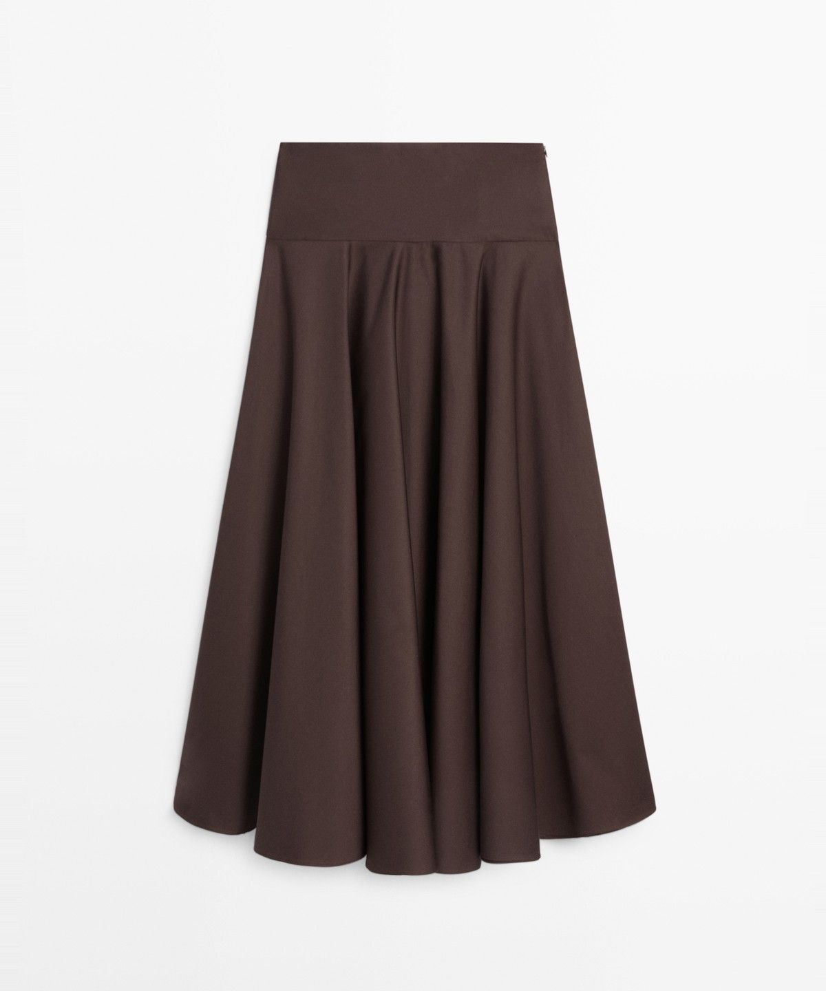 마시모두띠(MASSIMO DUTTI) 요크 디테일 플라운스 미디 스커트