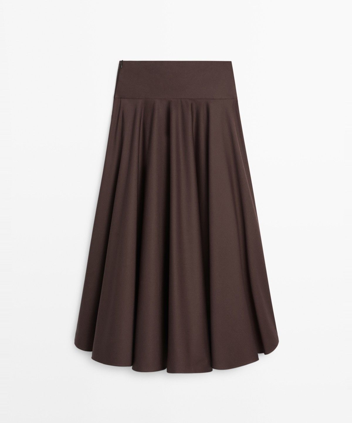 마시모두띠(MASSIMO DUTTI) 요크 디테일 플라운스 미디 스커트