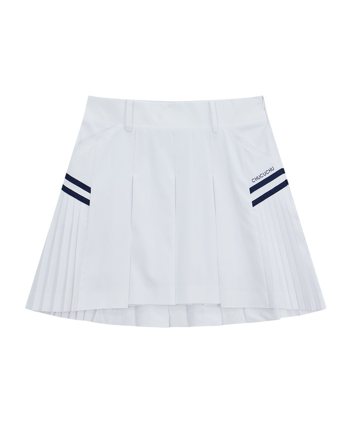 츄쿠츄(CHUCUCHU) 사이드 윙 플리츠 스커트 (WHITE) CBFSS-SK006W