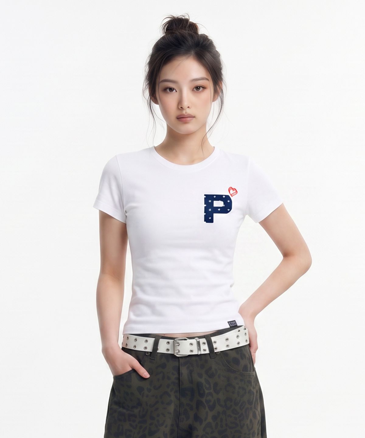 페이드(PEID) PD 폴카 도트P 슬림핏 반팔티 화이트