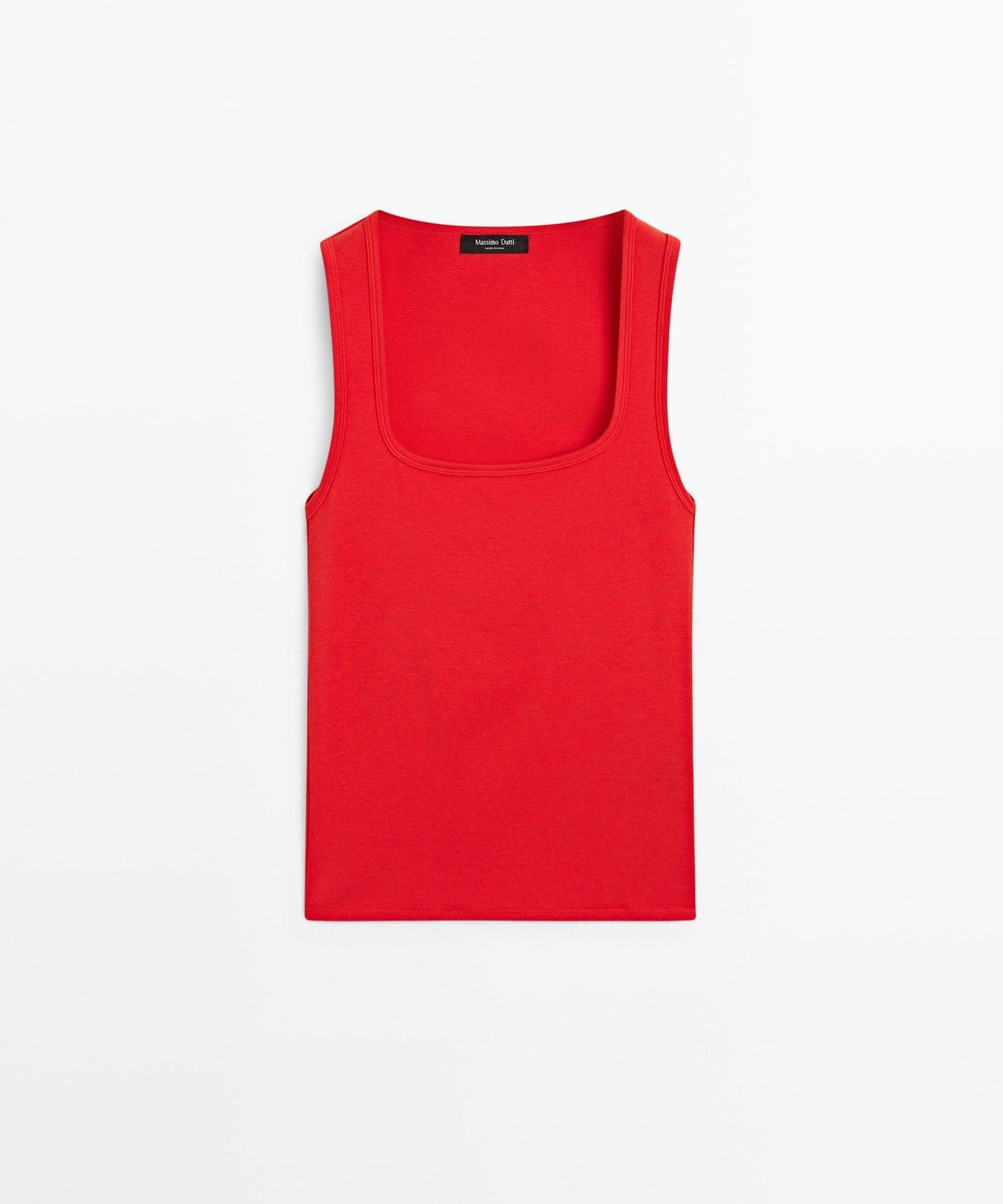 마시모두띠(MASSIMO DUTTI) 코튼 스퀘어넥 탑