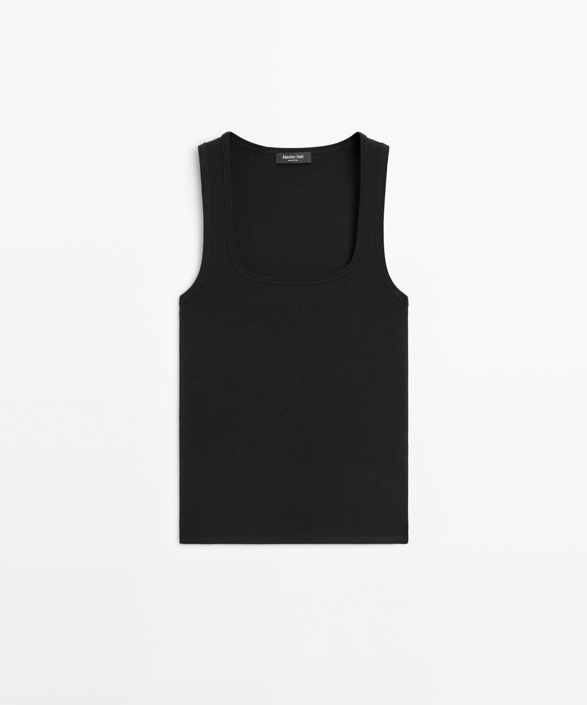 마시모두띠(MASSIMO DUTTI) 코튼 스퀘어넥 탑