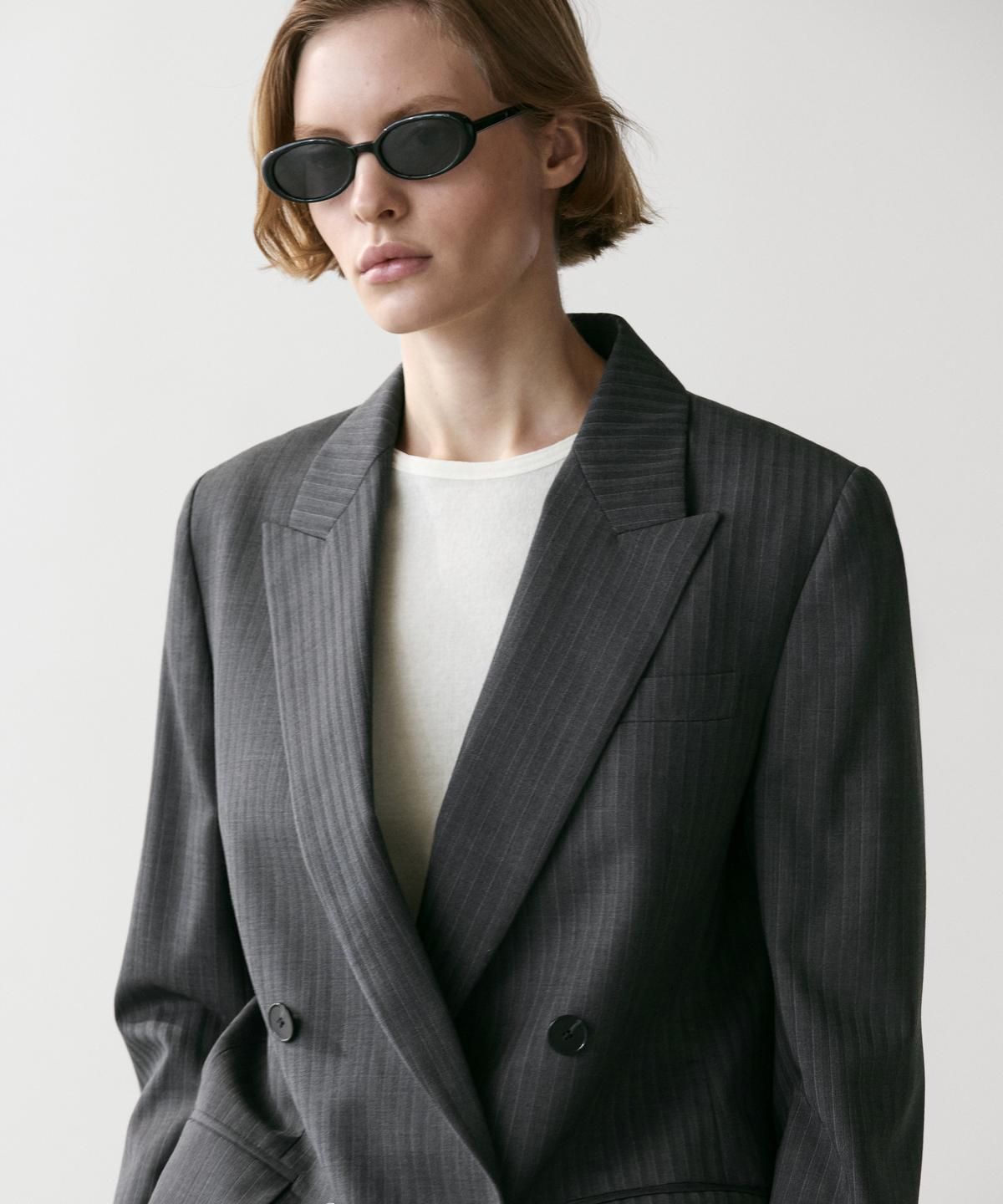 마시모두띠(MASSIMO DUTTI) Pinstripe cool wool blend suit blazer