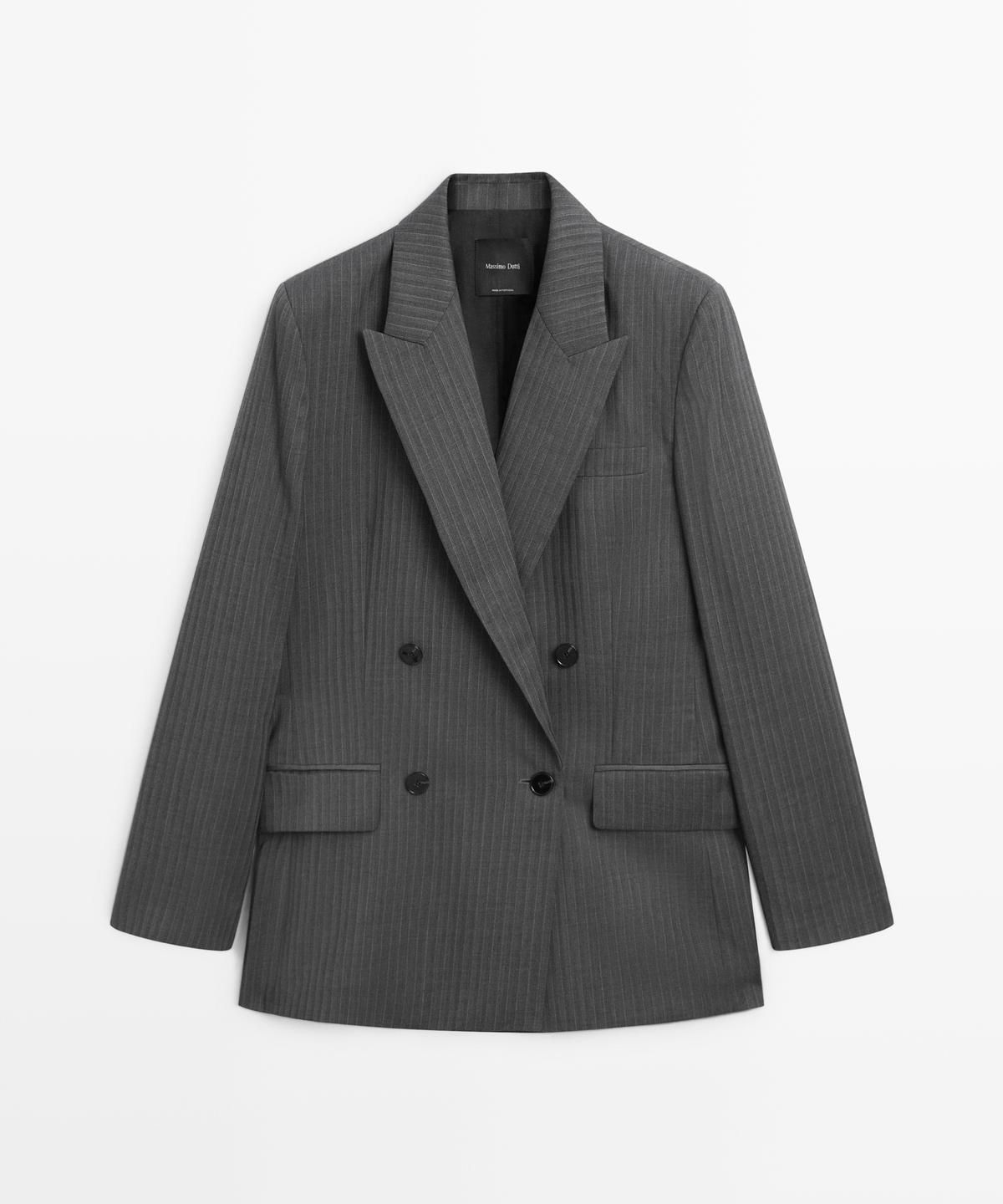마시모두띠(MASSIMO DUTTI) Pinstripe cool wool blend suit blazer