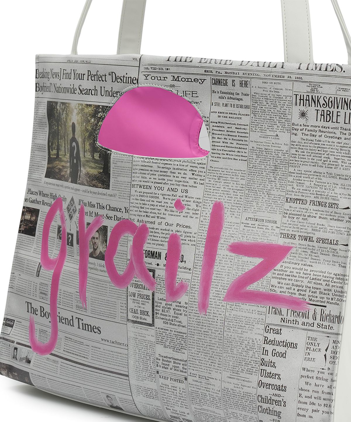 그레일즈(GRAILZ) NEWS PAPER TOTE BAG [GRAY]