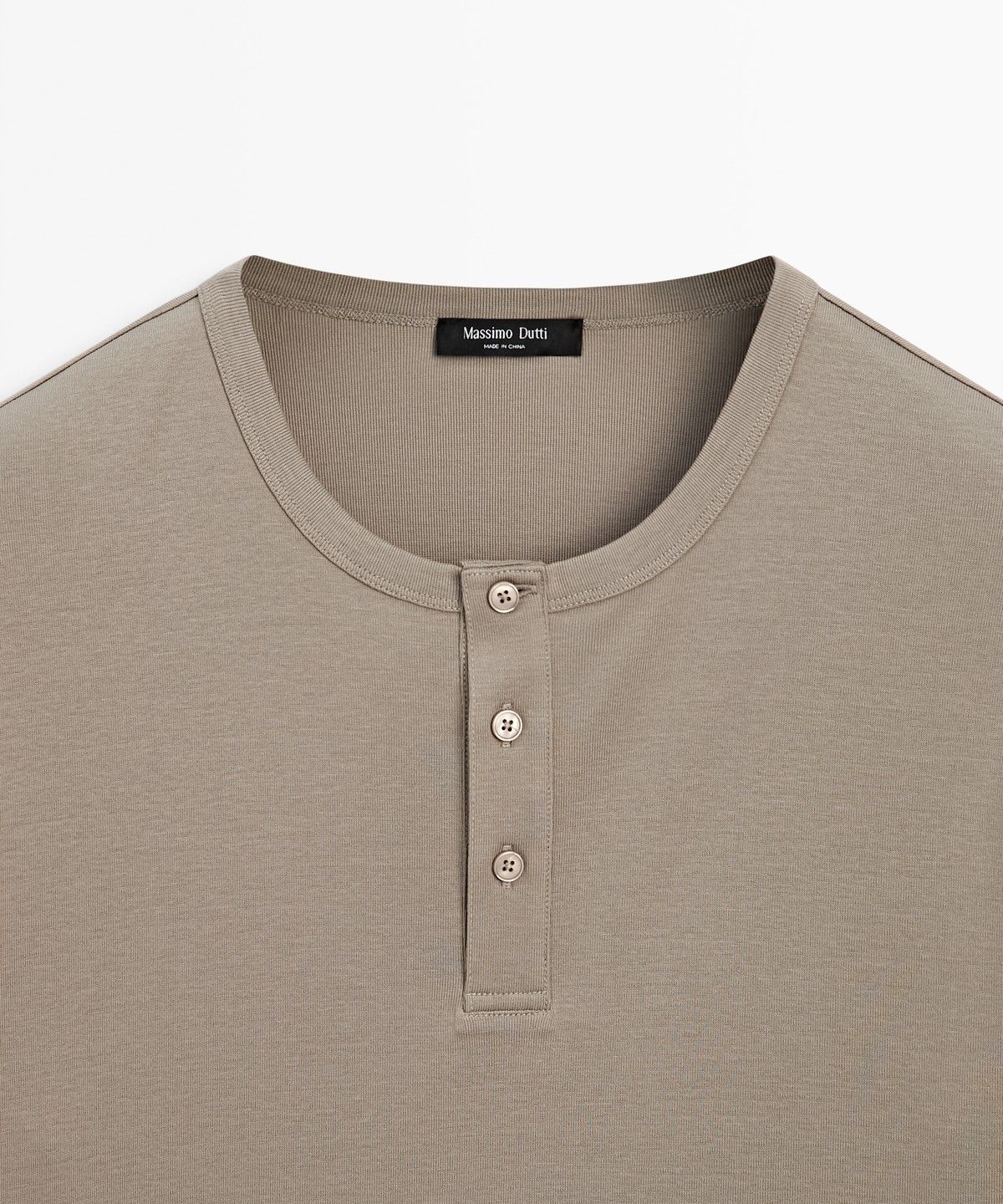 마시모두띠(MASSIMO DUTTI) 100% 코튼 헨리넥 티셔츠
