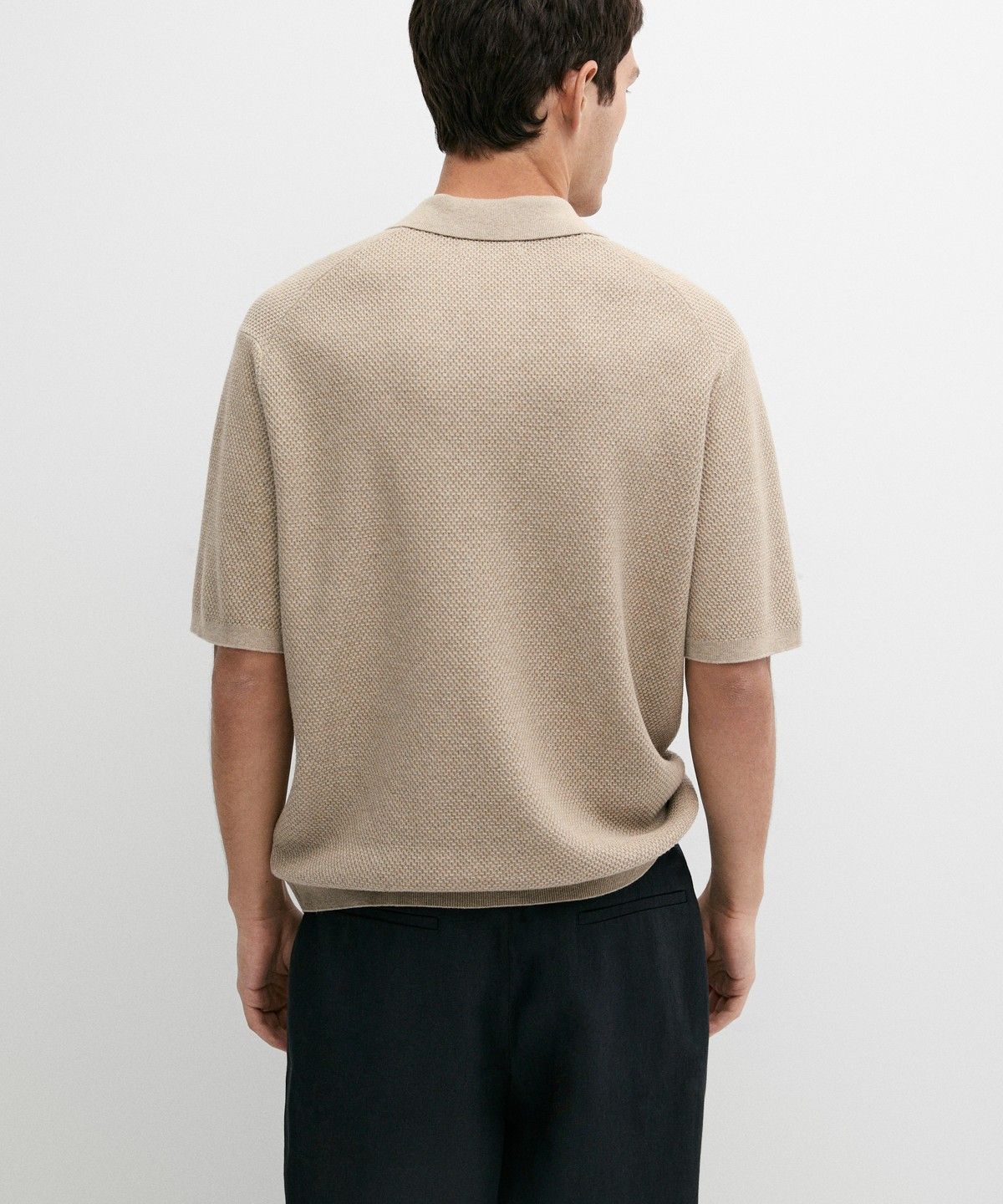 마시모두띠(MASSIMO DUTTI) 코튼 블렌드 브이넥 니트 폴로 셔츠