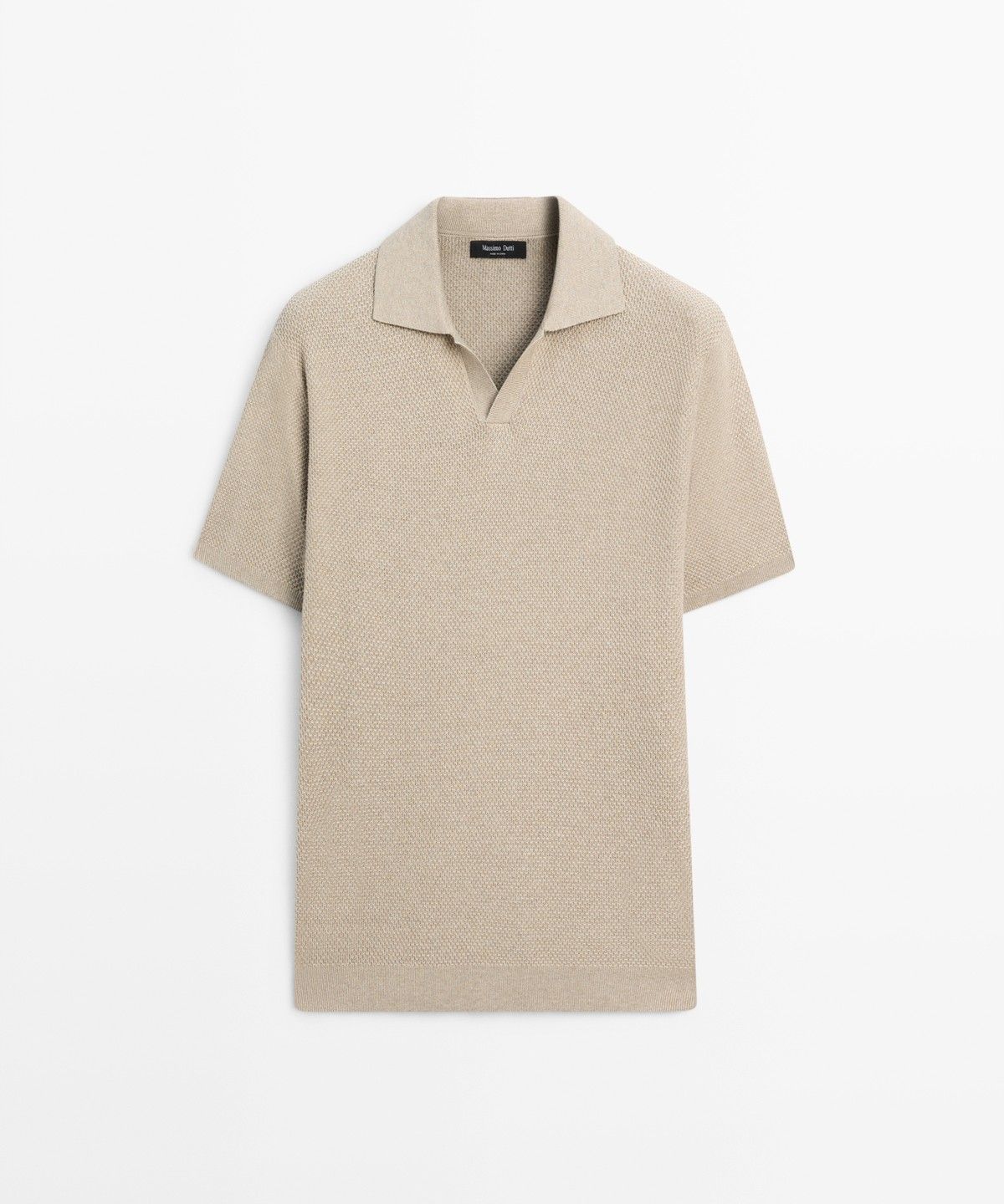 마시모두띠(MASSIMO DUTTI) 코튼 블렌드 브이넥 니트 폴로 셔츠