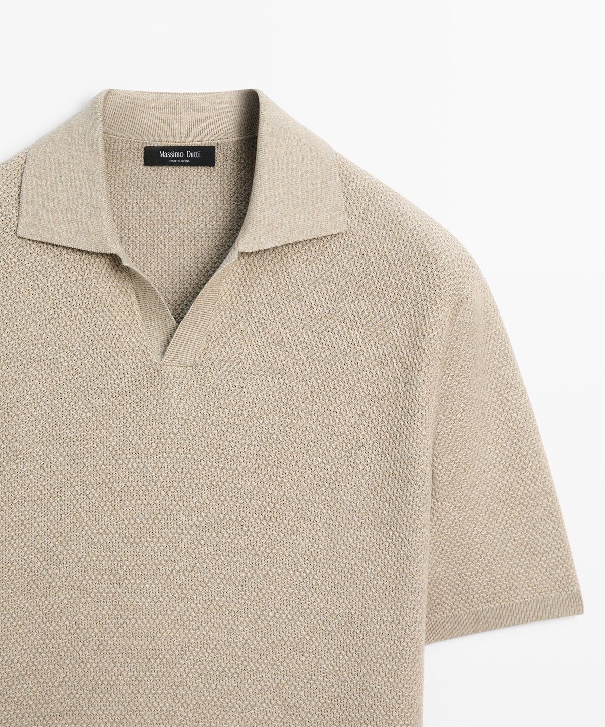 마시모두띠(MASSIMO DUTTI) 코튼 블렌드 브이넥 니트 폴로 셔츠