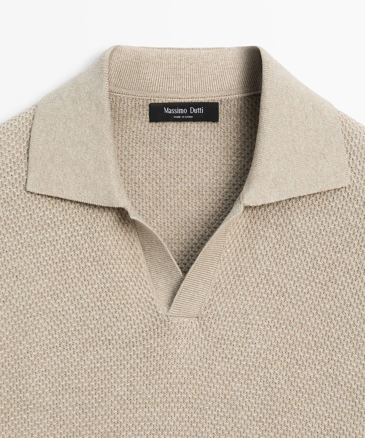 마시모두띠(MASSIMO DUTTI) 코튼 블렌드 브이넥 니트 폴로 셔츠
