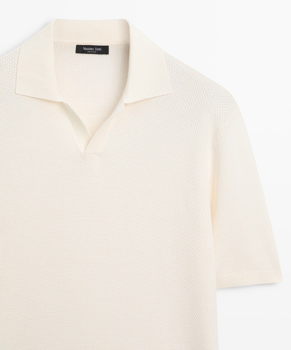 마시모두띠(MASSIMO DUTTI) 코튼 블렌드 브이넥 니트 폴로 셔츠